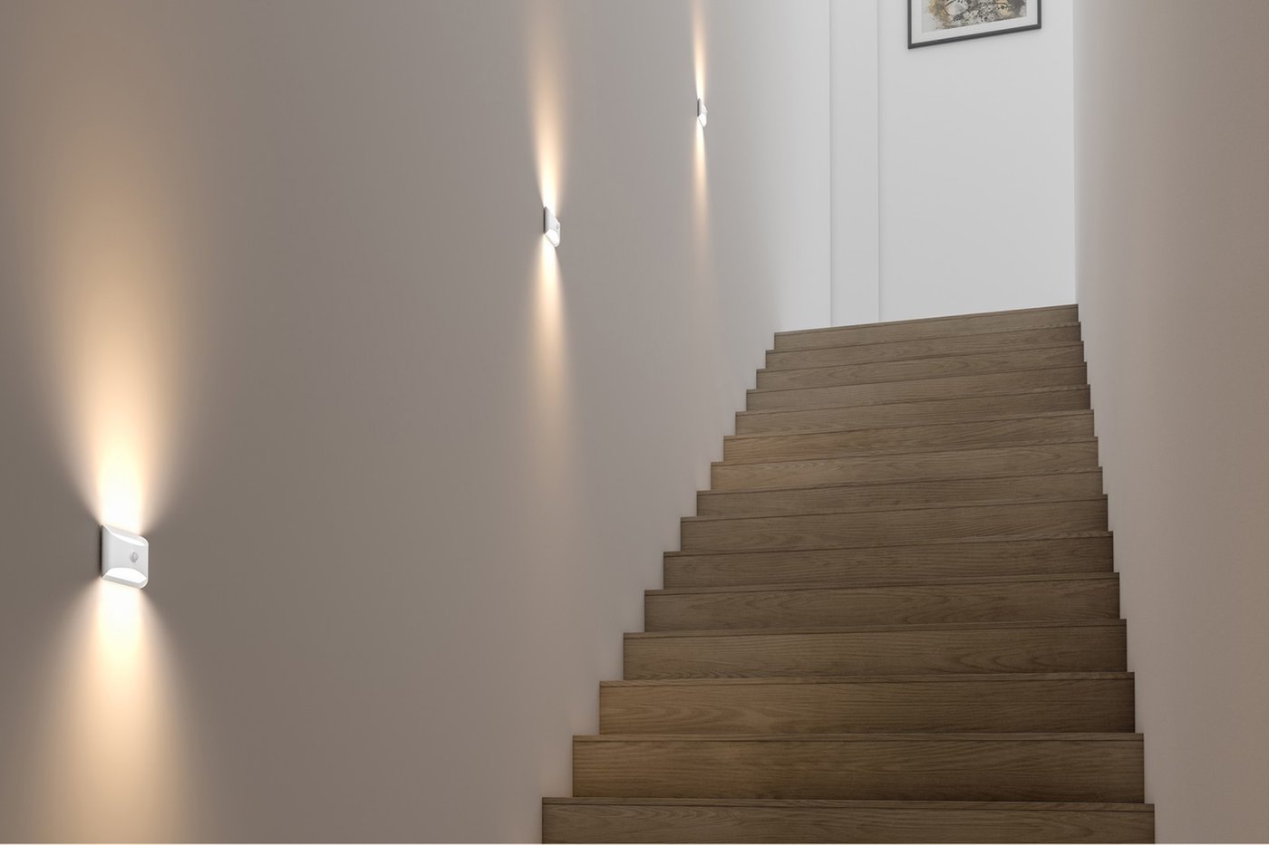 K-Bright 2 stuks Accu-wandlamp met bewegingsmelder, voor binnen, led
