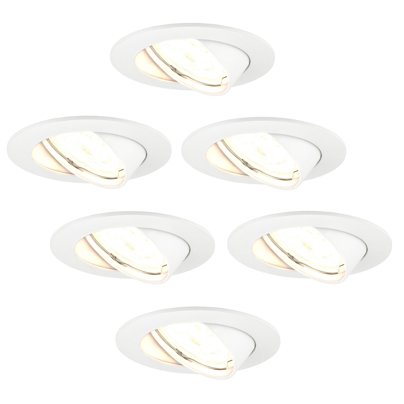 6x Lampy Wpuszczane w Sufit - Białe - Amsterdam - ściemniane - 3W - 2700K - ø82mm