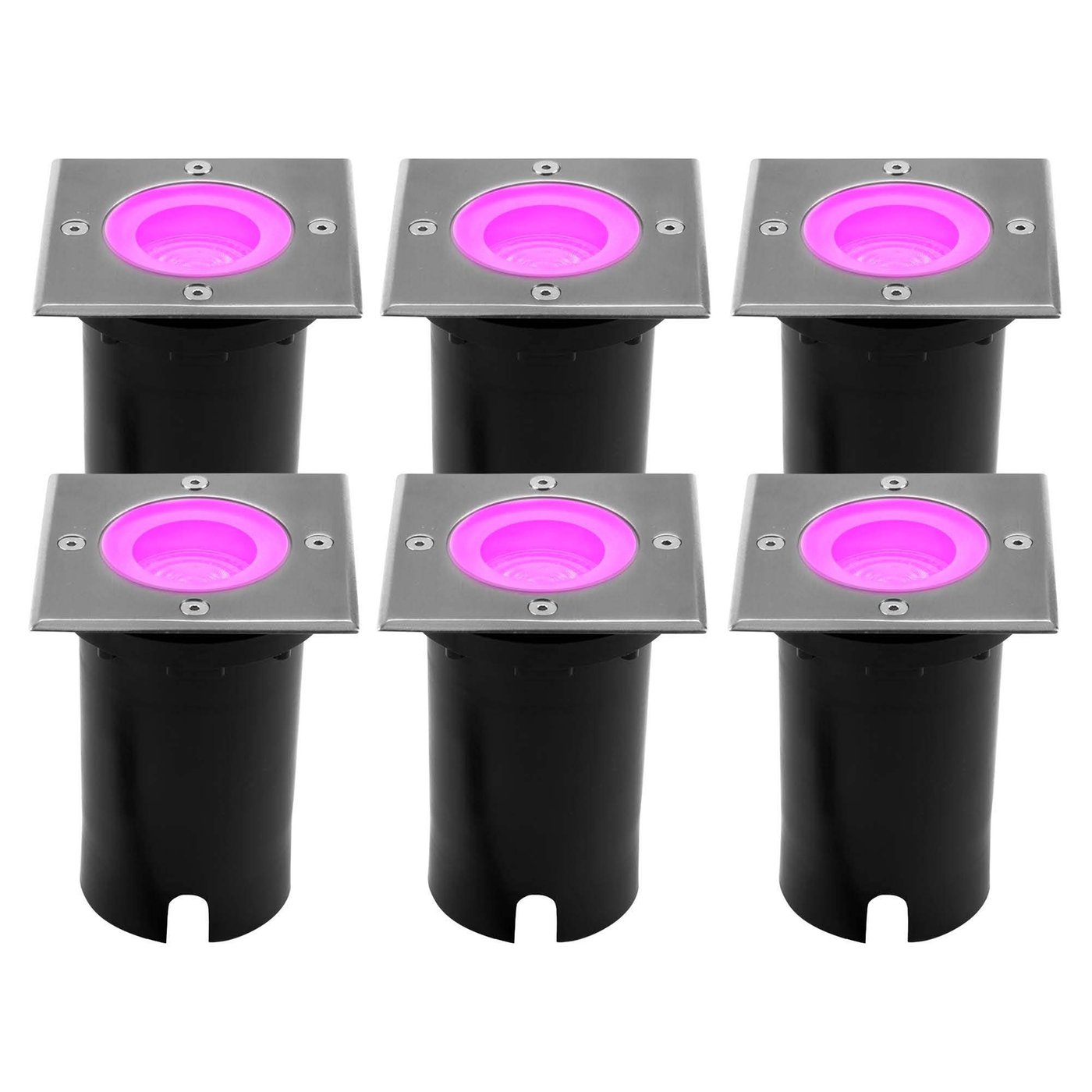 6x Zewnętrzny Lampy Najazdowe LED - Kwadratowy - Czarny - IP67 - 5W - RGBWW - Kabel zasilający 1 metr