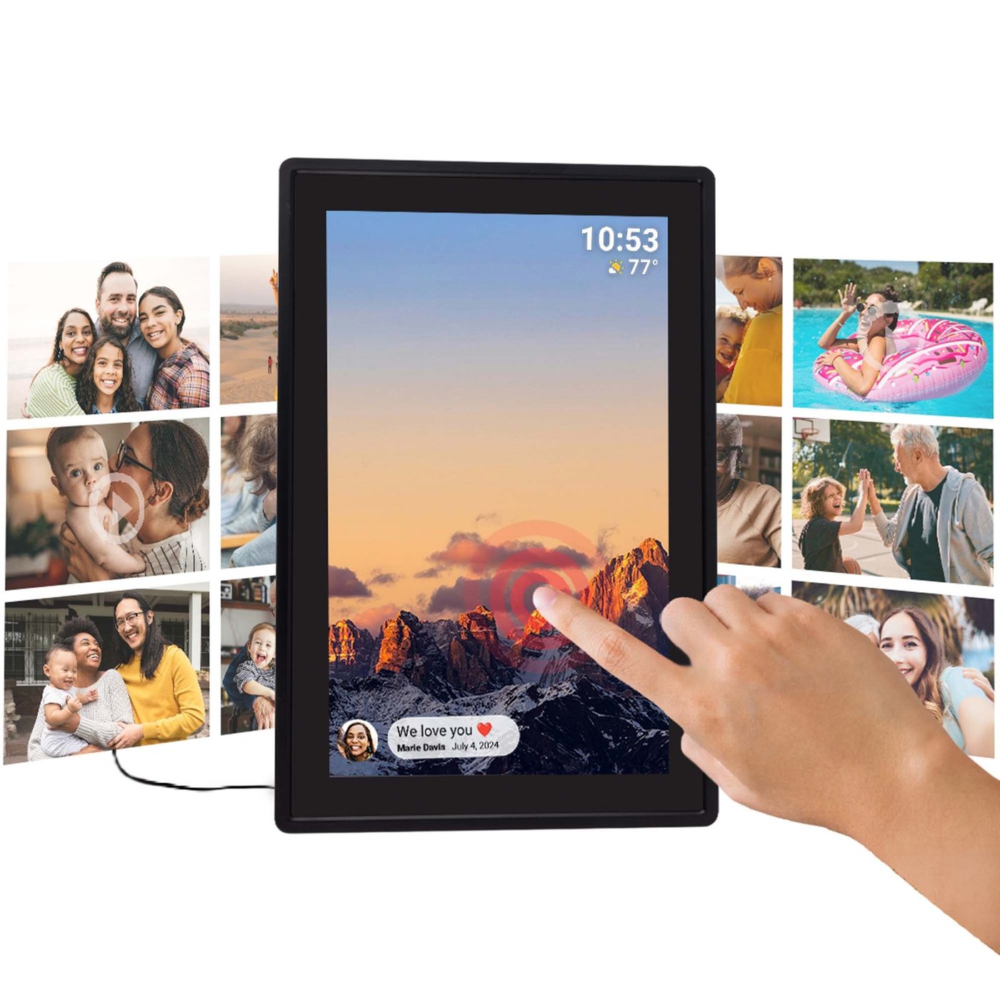 Digitaler Bilderrahmen 10,1 Zoll WiFi 32GB - HD Touchscreen Mit App-Steuerung & Automatischer Drehung
