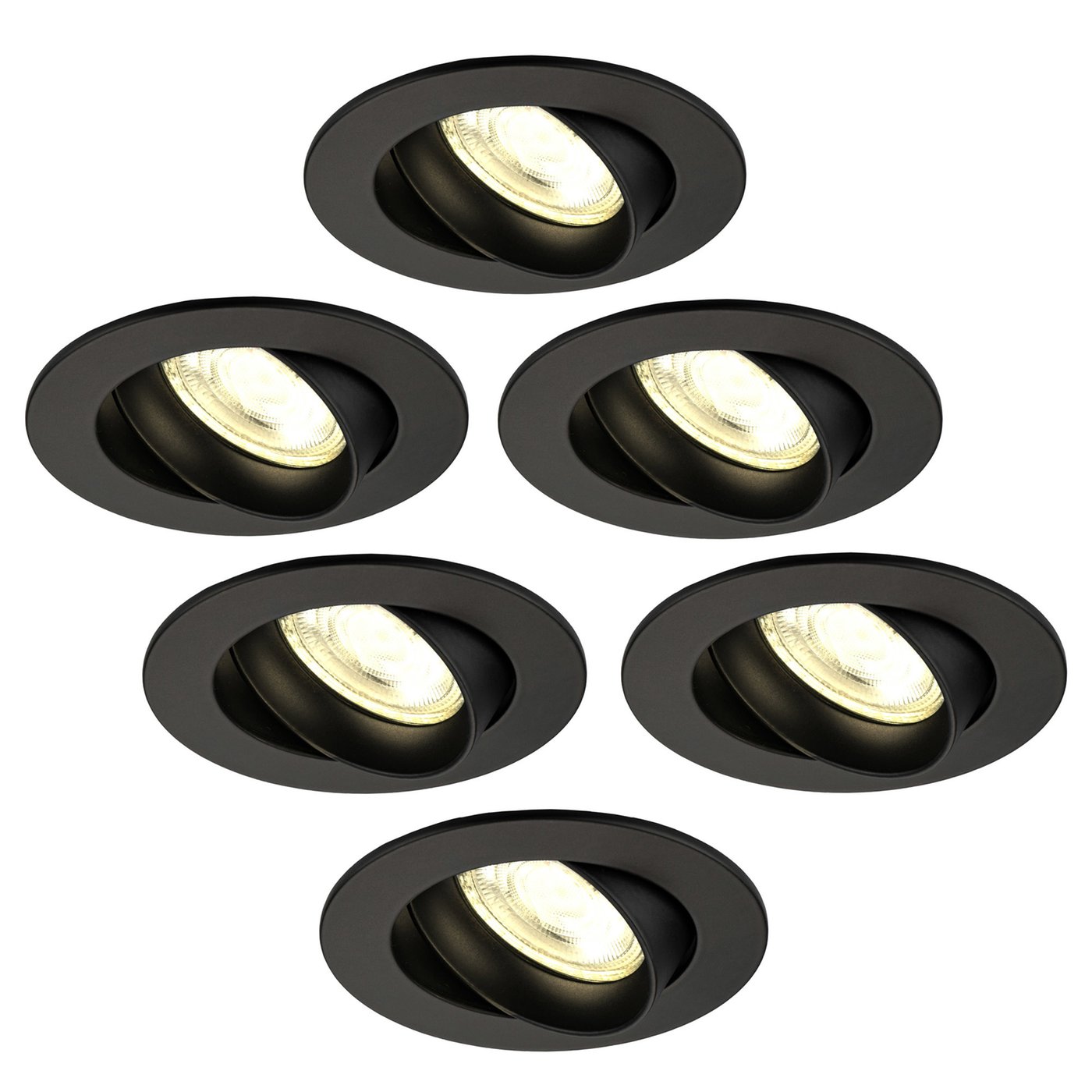 6x Lampy Wpuszczane w Sufit - Czarne - Rio - ściemniane - 3W - 2700K - ø85mm