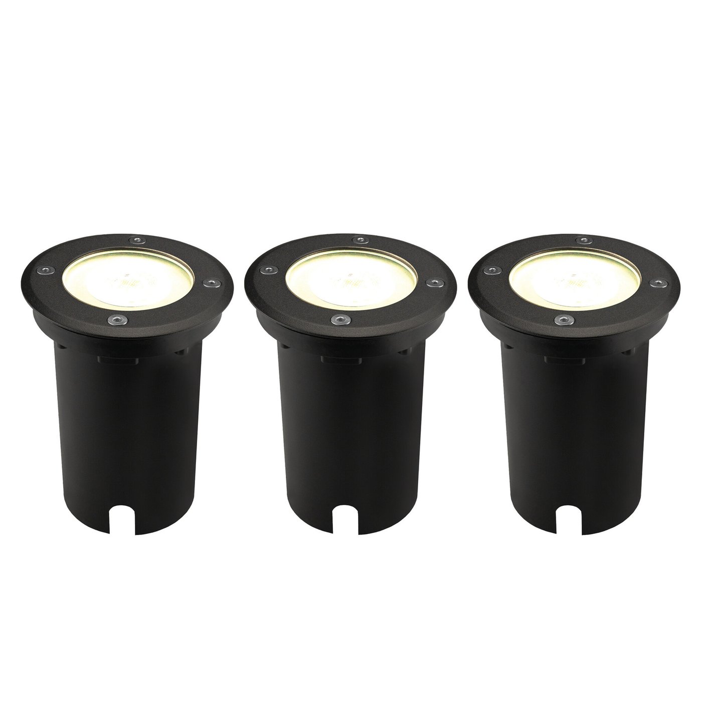 3x Zewnętrzny Lampy Najazdowe LED - Kwadratowy - Czarny - IP67 - 3W - 4000K - Kabel zasilający 1 metr