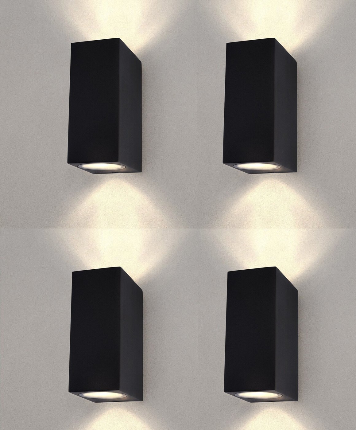 4x LED Wandleuchte - Dimmbar - IP54 - GU10 Fassung - Up & Down - Schwarz  - Innen- und Außenbereich