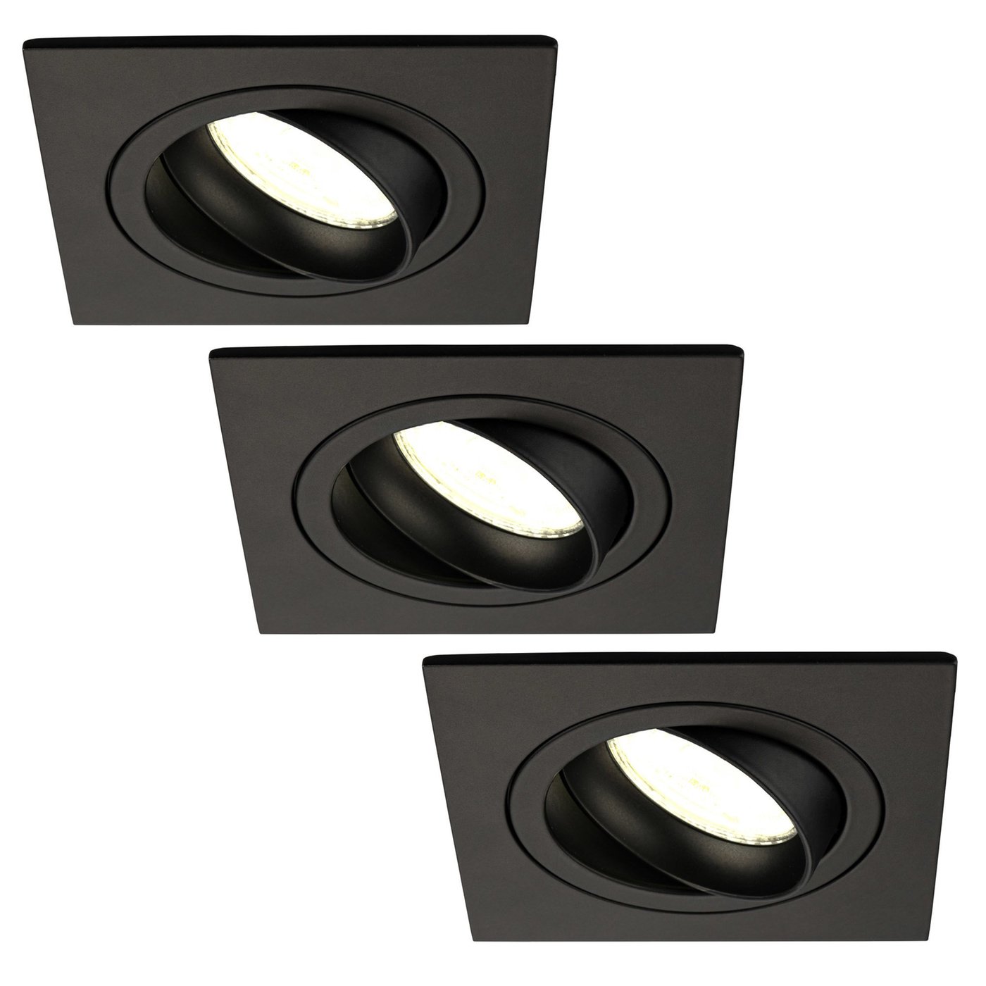 Focos Empotrables LED Regulables Negro - Sevilla - 3W - 4000K - 92mm - Cuadrado - 3 Pack
