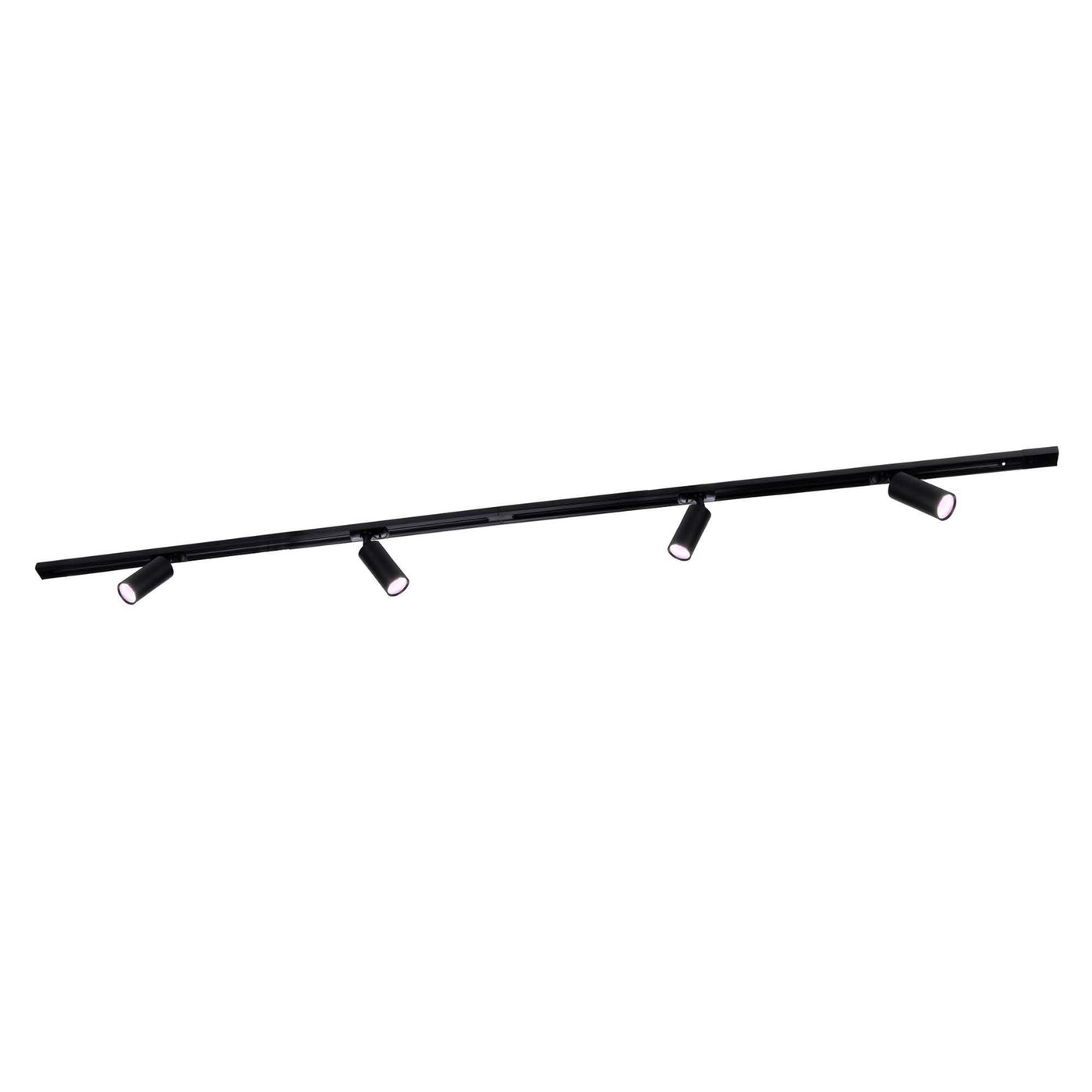 2m Illuminazione a Binario LED Intelligente - 4 Faretti GU10 - 4.9W - RGB+CCT - Dimmerabile - Binario Monofase - Nero
