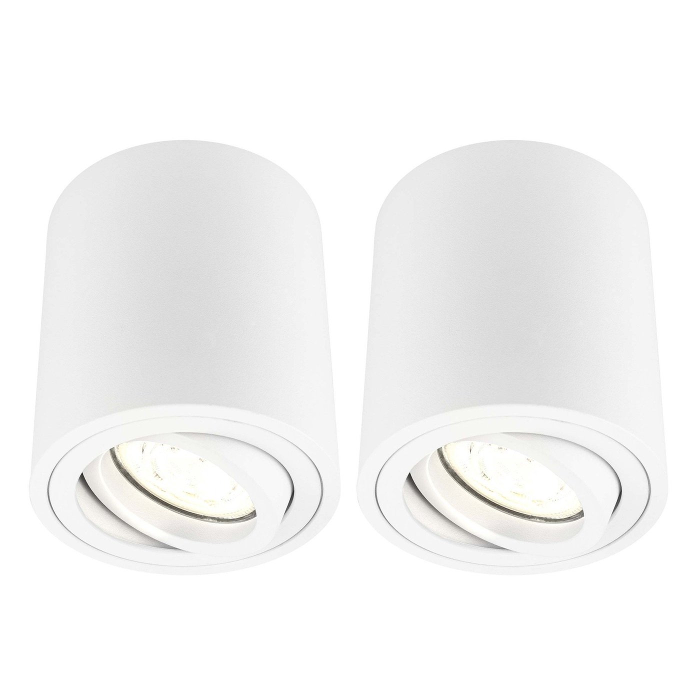 2x Dimbare LED Opbouwspot - ø80mm - Rond - Wit - 3W - 2700K - Kantelbaar