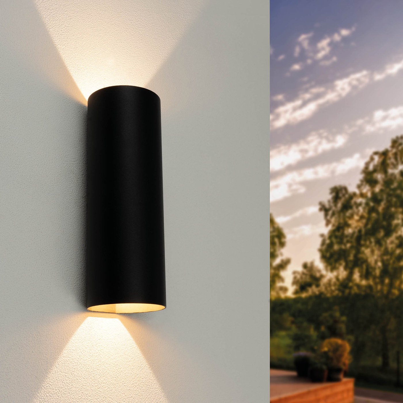 LED Wandlamp Buiten Zwart - Tweezijdig - 3000K -  2x4.5W - IP54