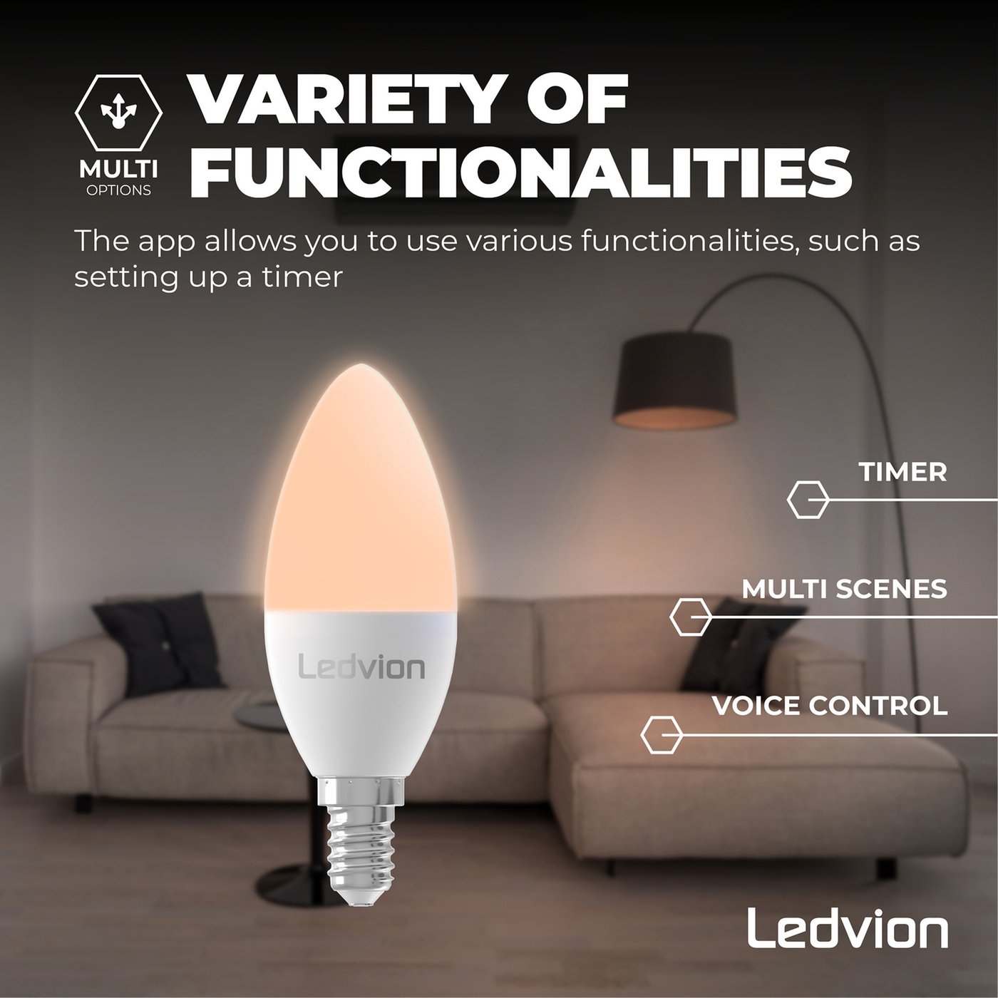 Hue E14 Energiezuinige Inbouwspots Ledvion - 10x GU10 LED Glühbirnen, 5W, 6500K, 345 Lumen, Vollglas Hue Gu10 Led Gu10 Dimbaar