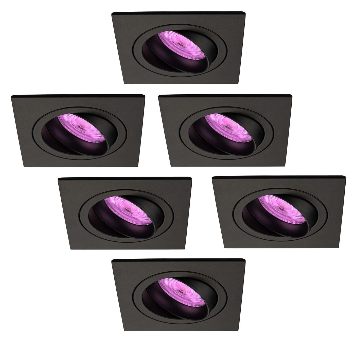 Smart LED Einbaustrahler Schwarz - Sevilla - Smart WiFi - Dimmbar - RGB+CCT - 6 Pack