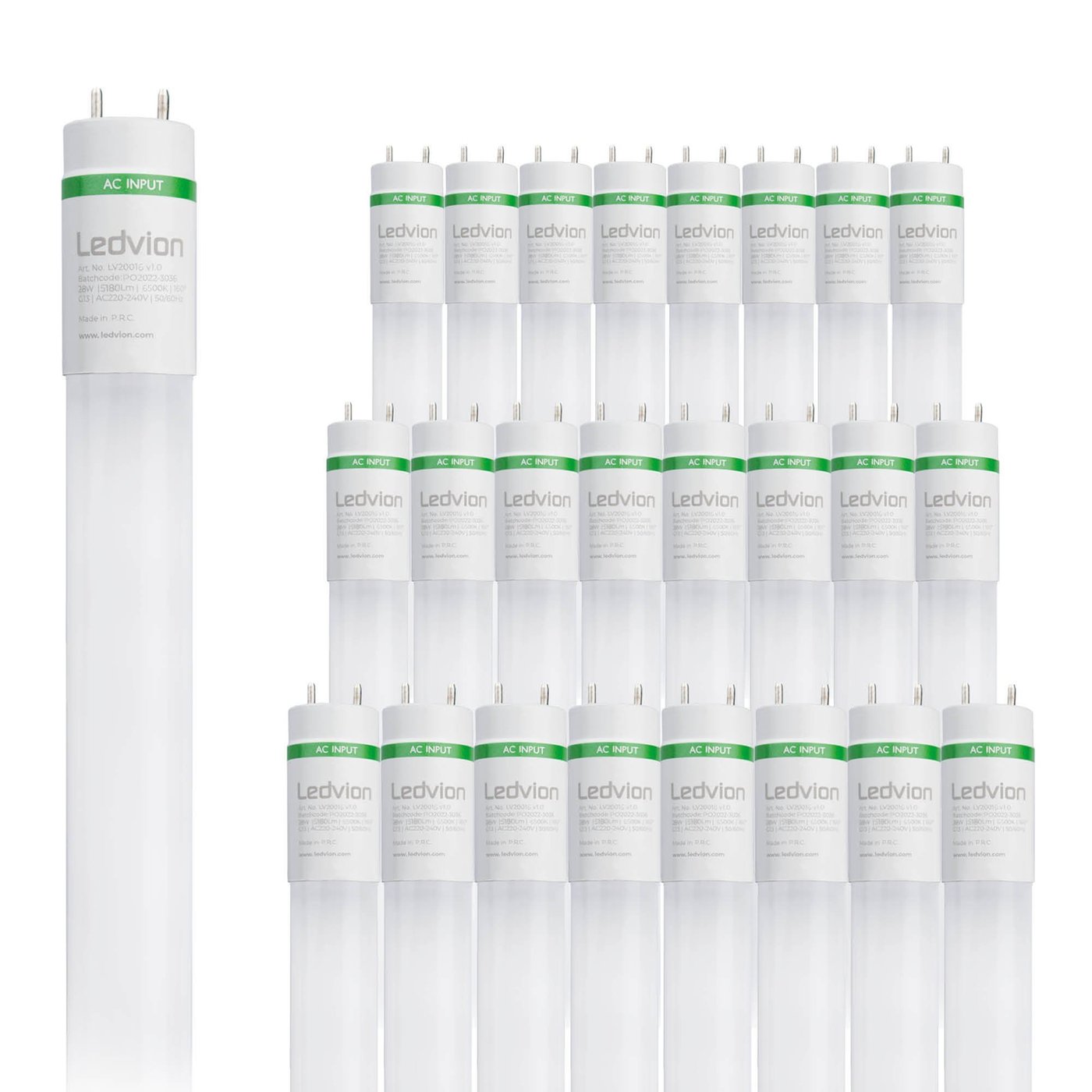 25x LED Röhre 150CM - 28W - 6500K - 185 Lm/W - High Efficiency - Energieetikette B