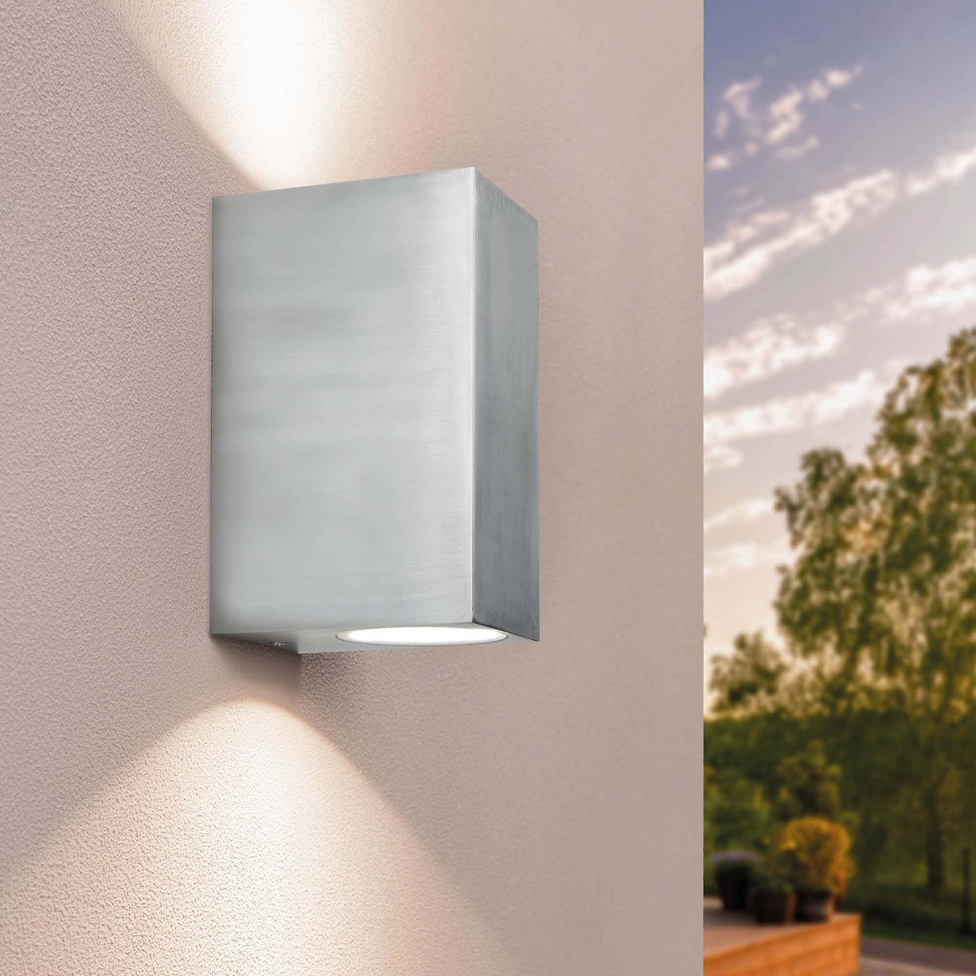 LED Wandleuchte - Cube Edelstahl  - Beidseitig