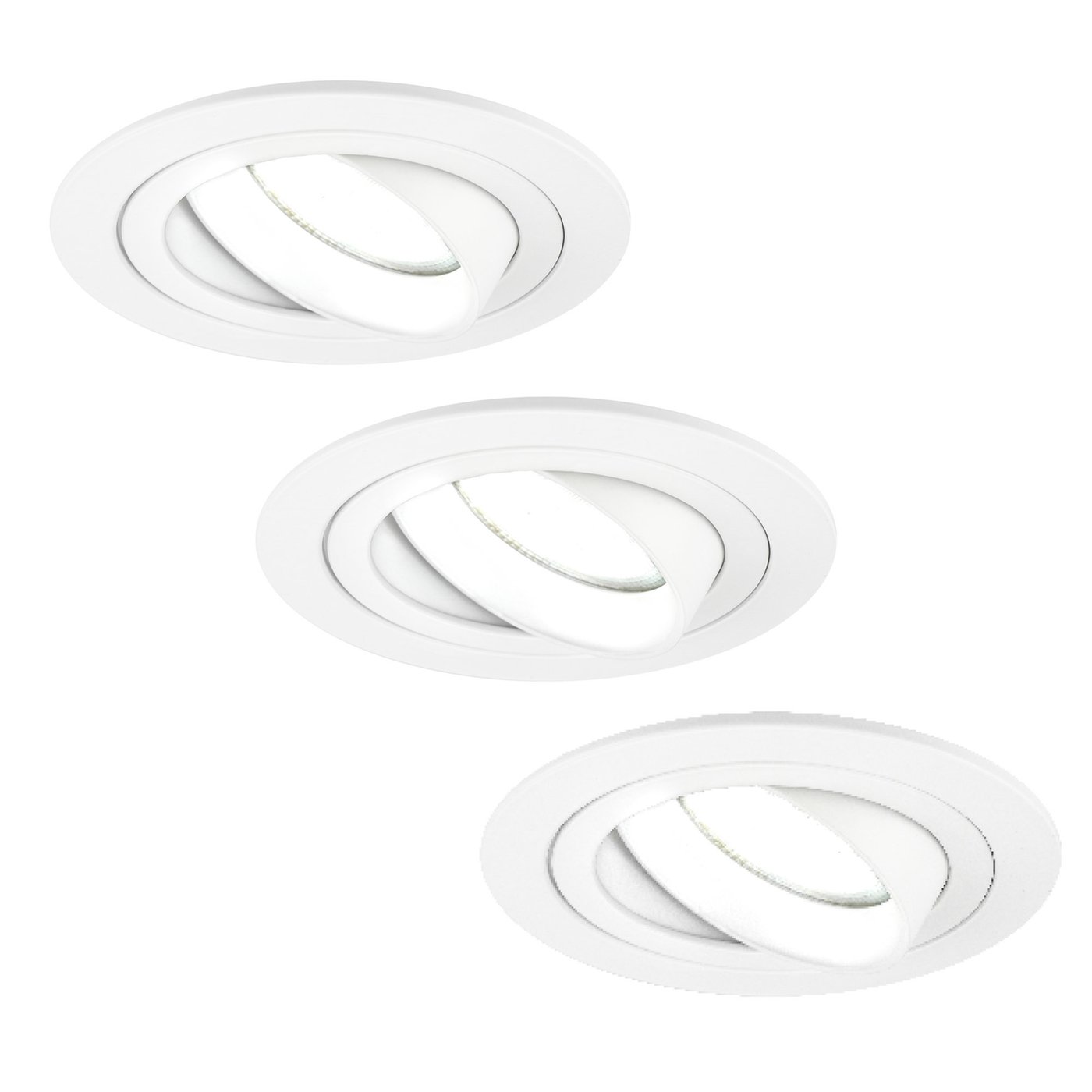 3x Lampy Wpuszczane w Sufit - Białe - Tokio - ściemniane - 5W - 6500K - ø92mm