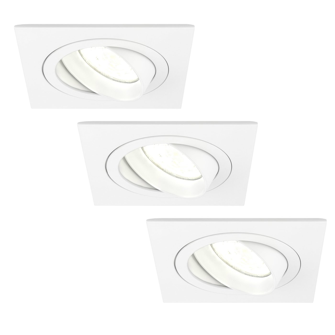 3x Lampy Wpuszczane w Sufit - Białe  - Seville - ściemniane - 3W - 4000K - ø92mm - Kwadratowy