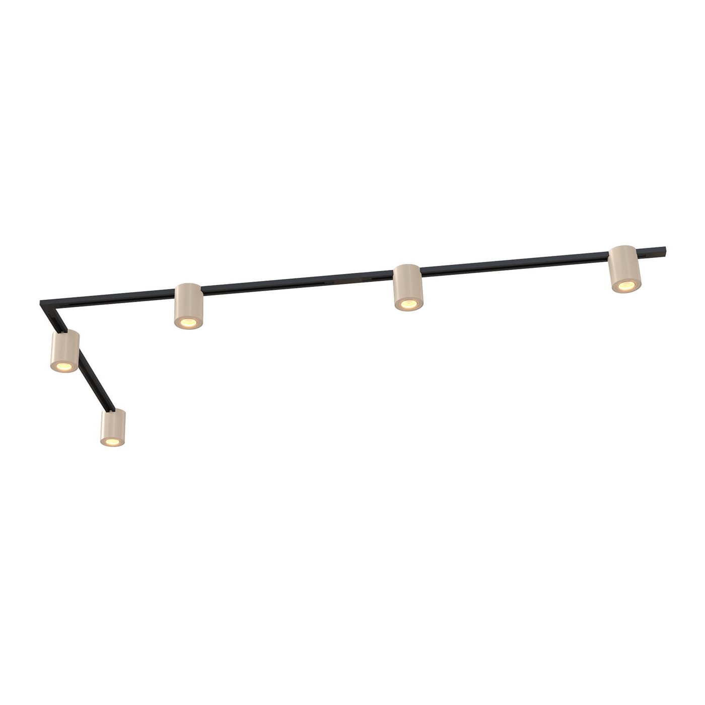 3m LED Track Lighting - 5 Mounted Downlights - Dimmable - Single Circuit - Beige