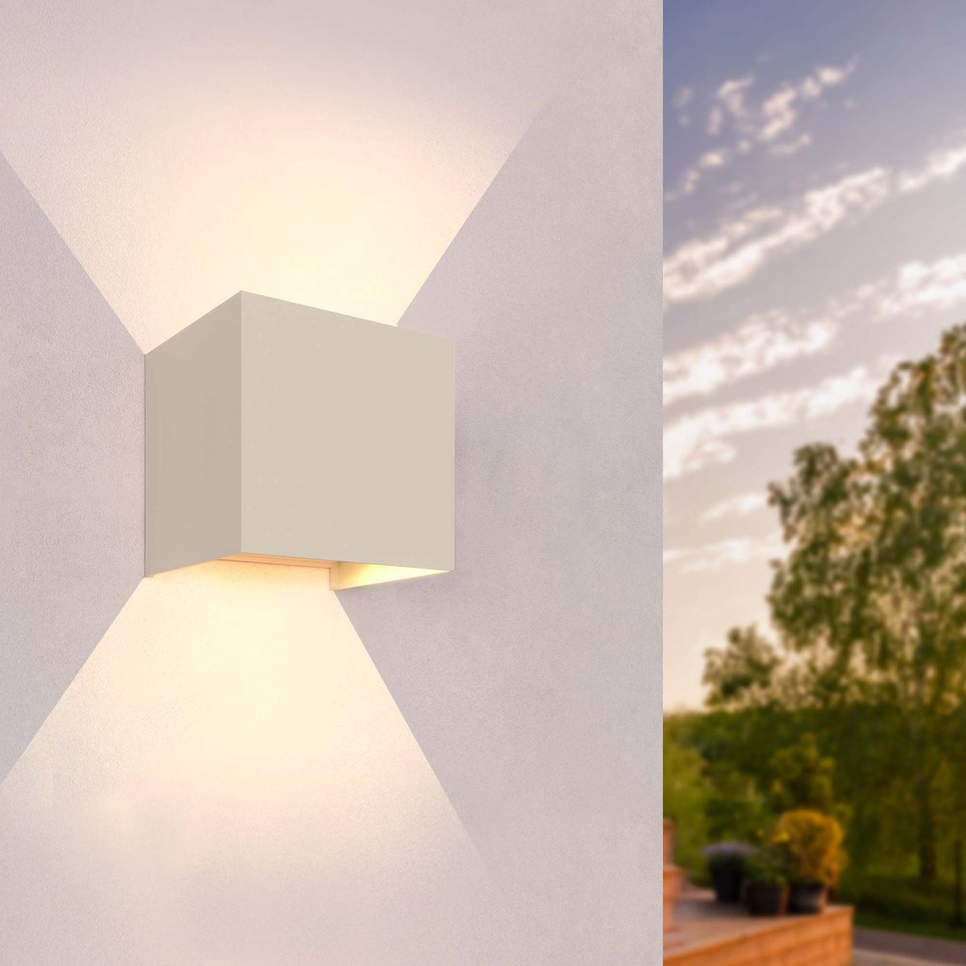 LED Wandlamp Buiten - Tweezijdig - 3W - 3000K - IP54 - Dimbaar - Beige