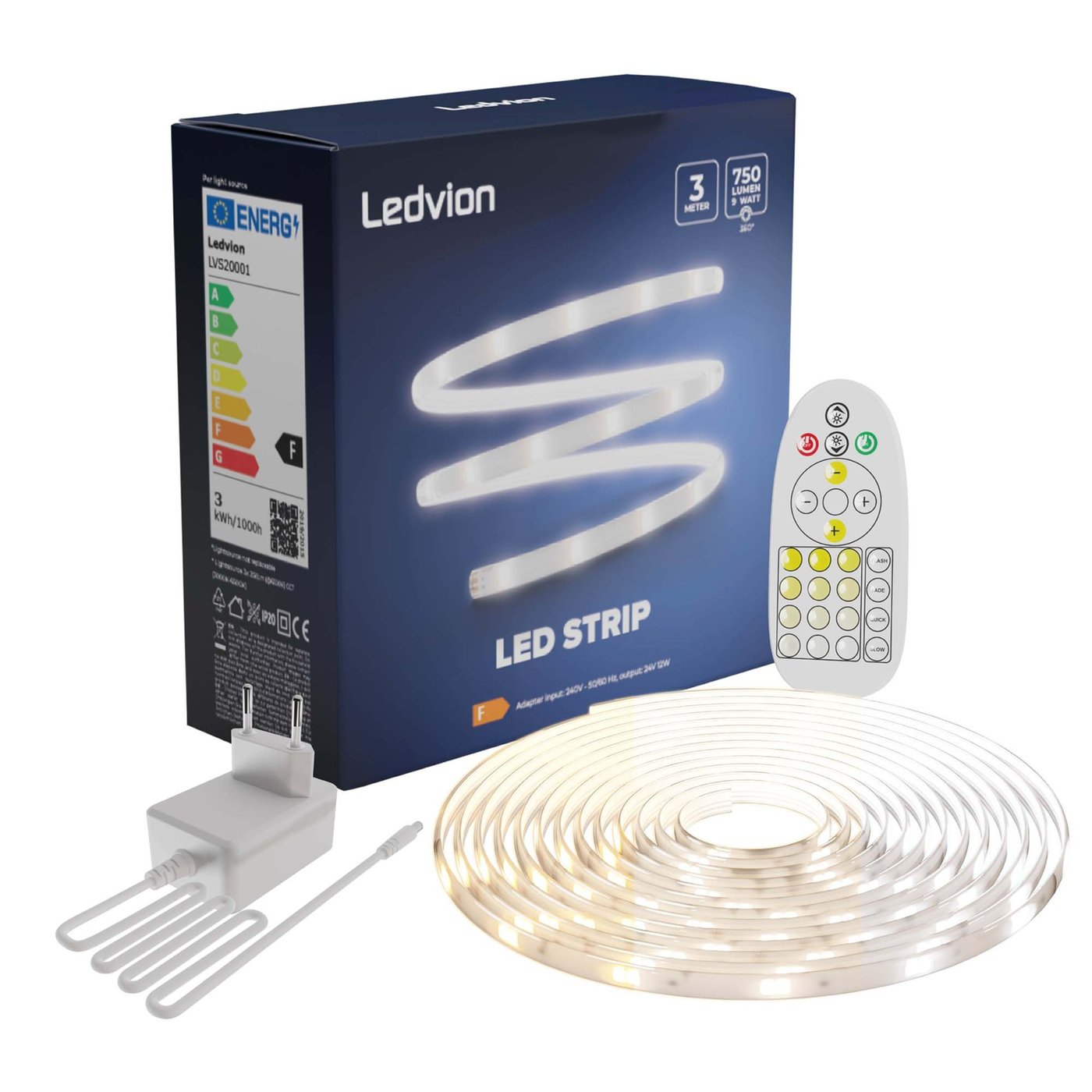 Ściemnialna taśma LED – 3 metry – 3000K-6500K – 24V – 9W