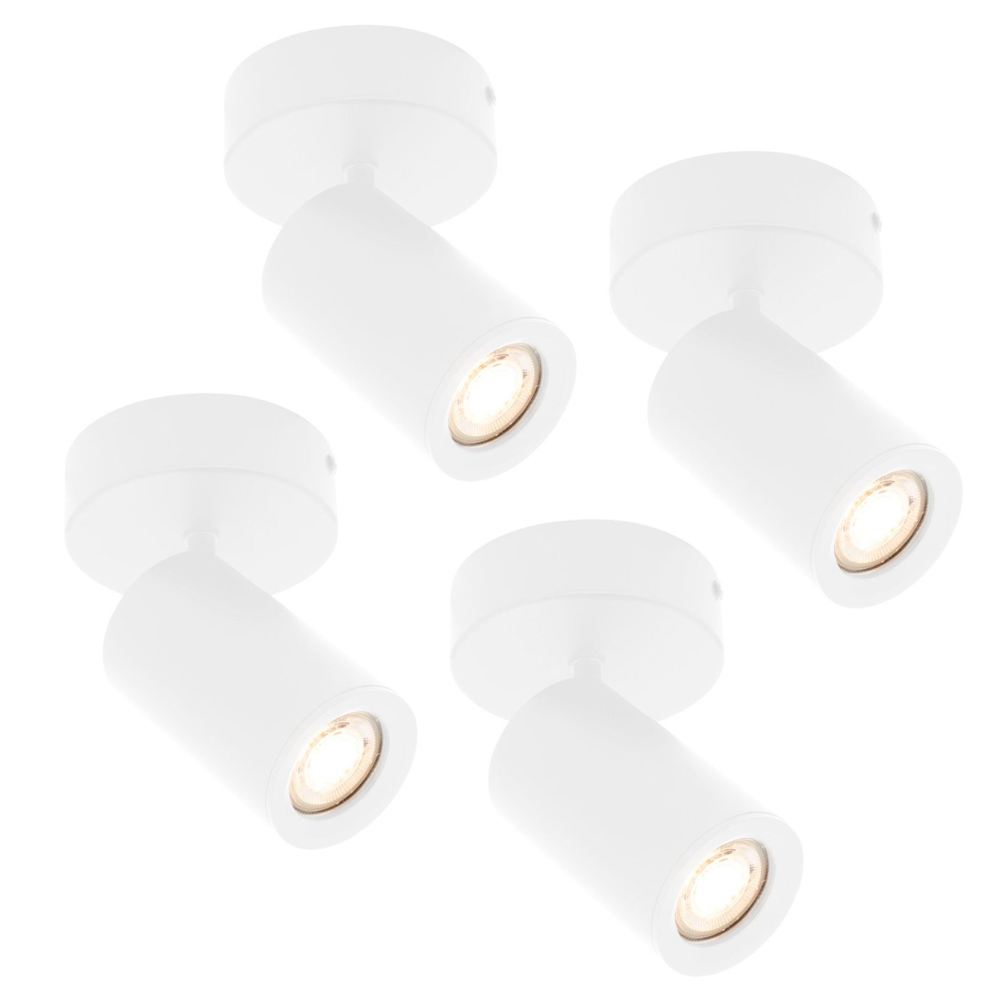 4-pack LED-takspot i vitt – dimbar – 3W – 2700K – vinklingsbar