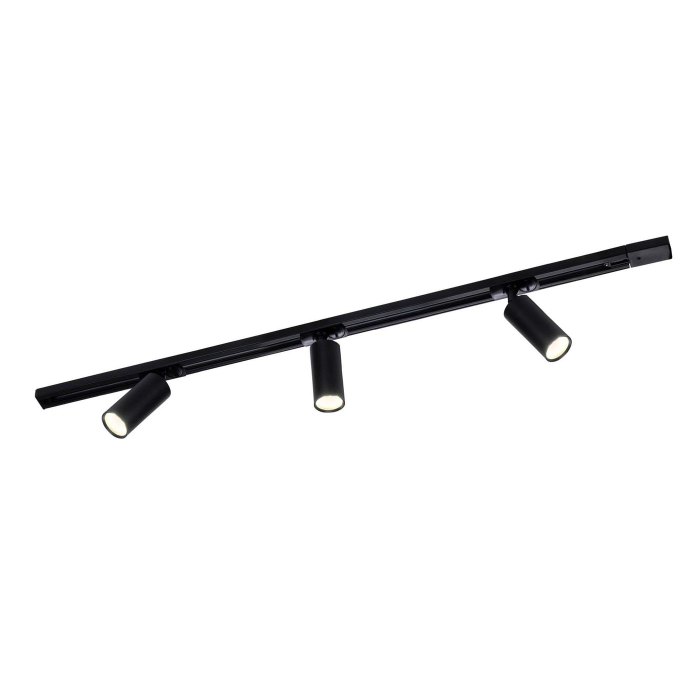 1m Oświetlenie Szynowe LED - 3x Reflektor Szynowy - 3W - 2700K - Możliwość Przyciemniania - System Szynowy 1-fazowy - Czarny