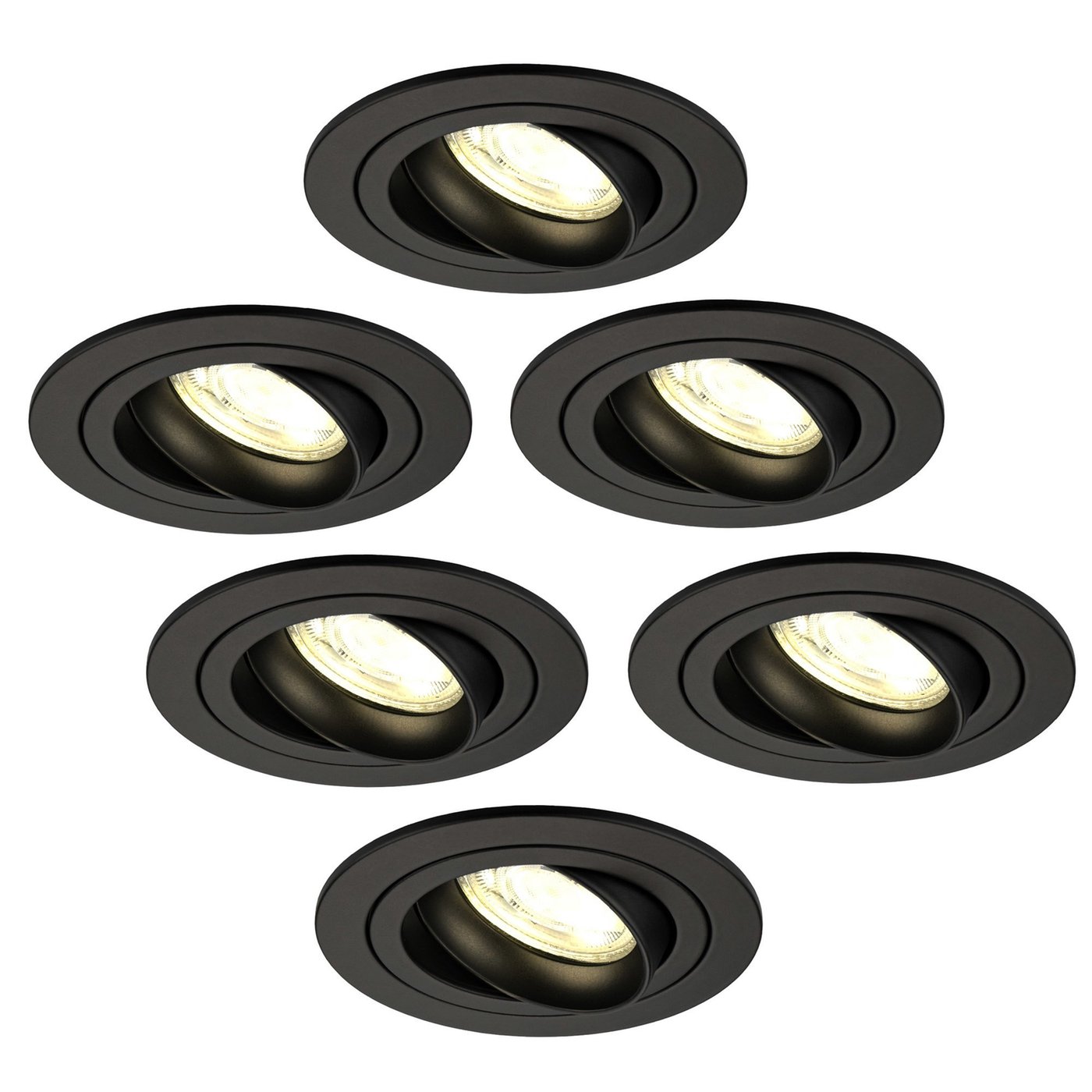 Dimmbare LED Einbaustrahler Schwarz - Tokyo - 3W - 2700K - ø92mm - 6 Pack
