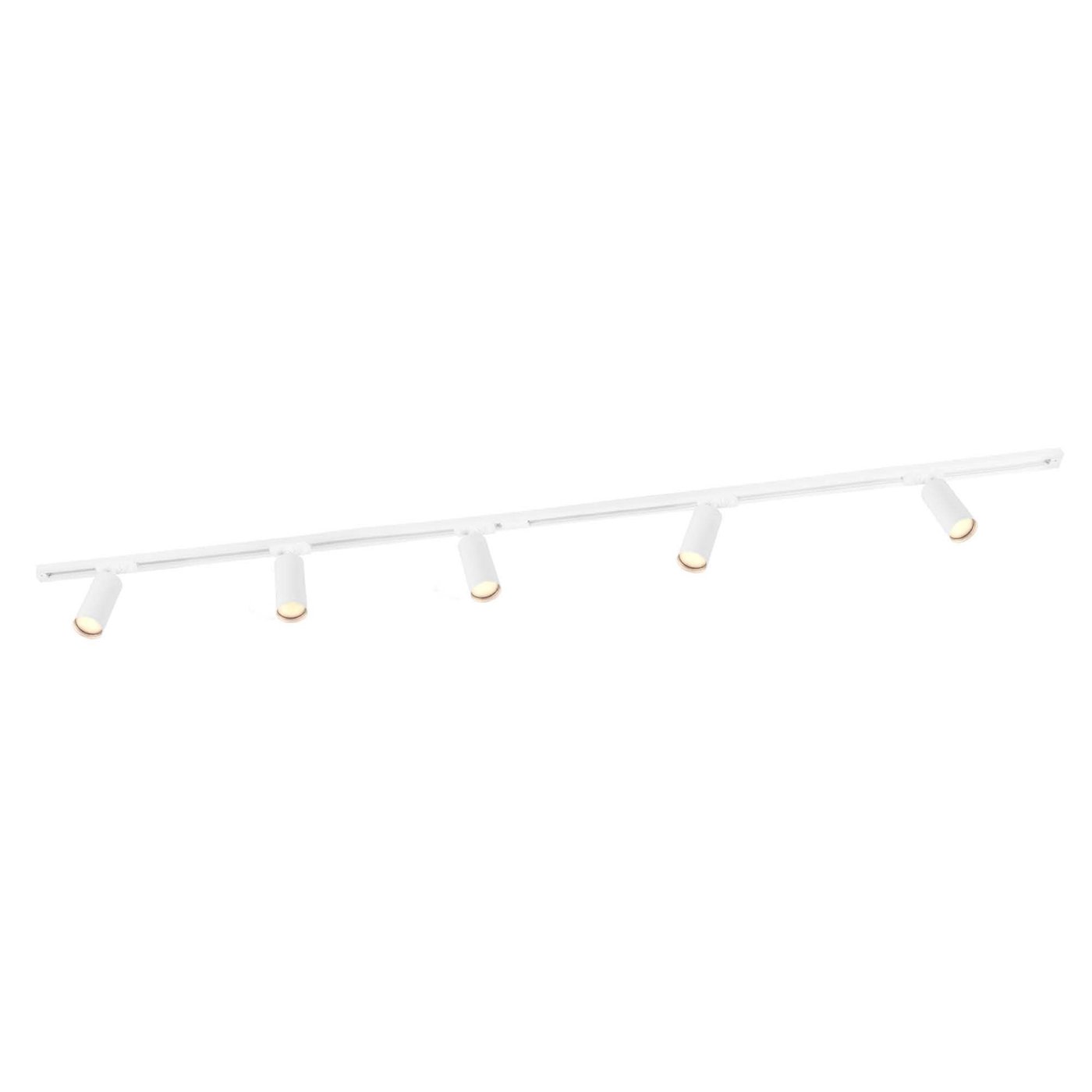 2m Oświetlenie Szynowe LED - 5x Reflektor Szynowy - 3W - 2700K - Możliwość Przyciemniania - System Szynowy 1-fazowy - Biały