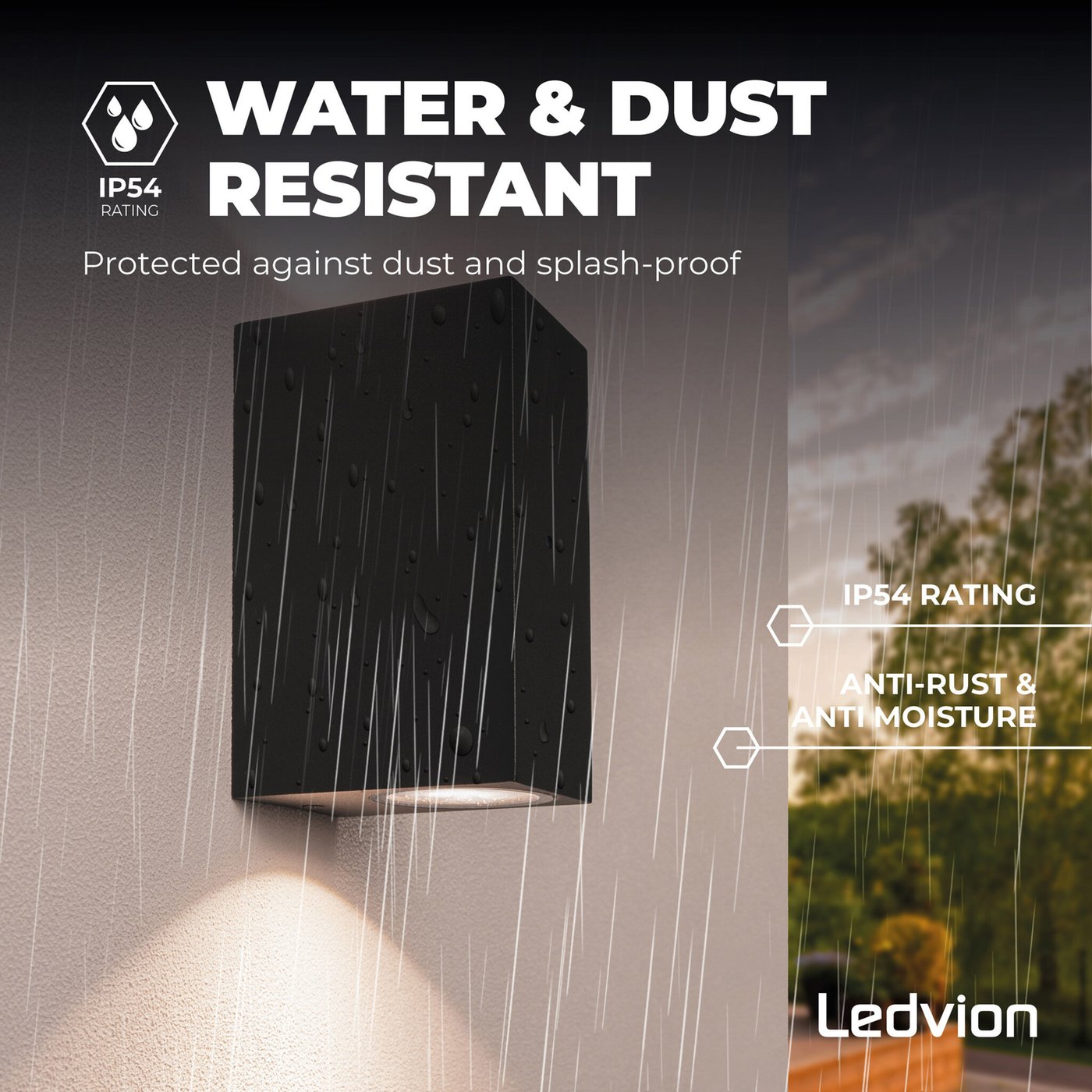 Lampada Da Parete LED Oktaplex Para In Alluminio Nero IP44 – 2xGU10, Effetto Up&Down Per Esterni