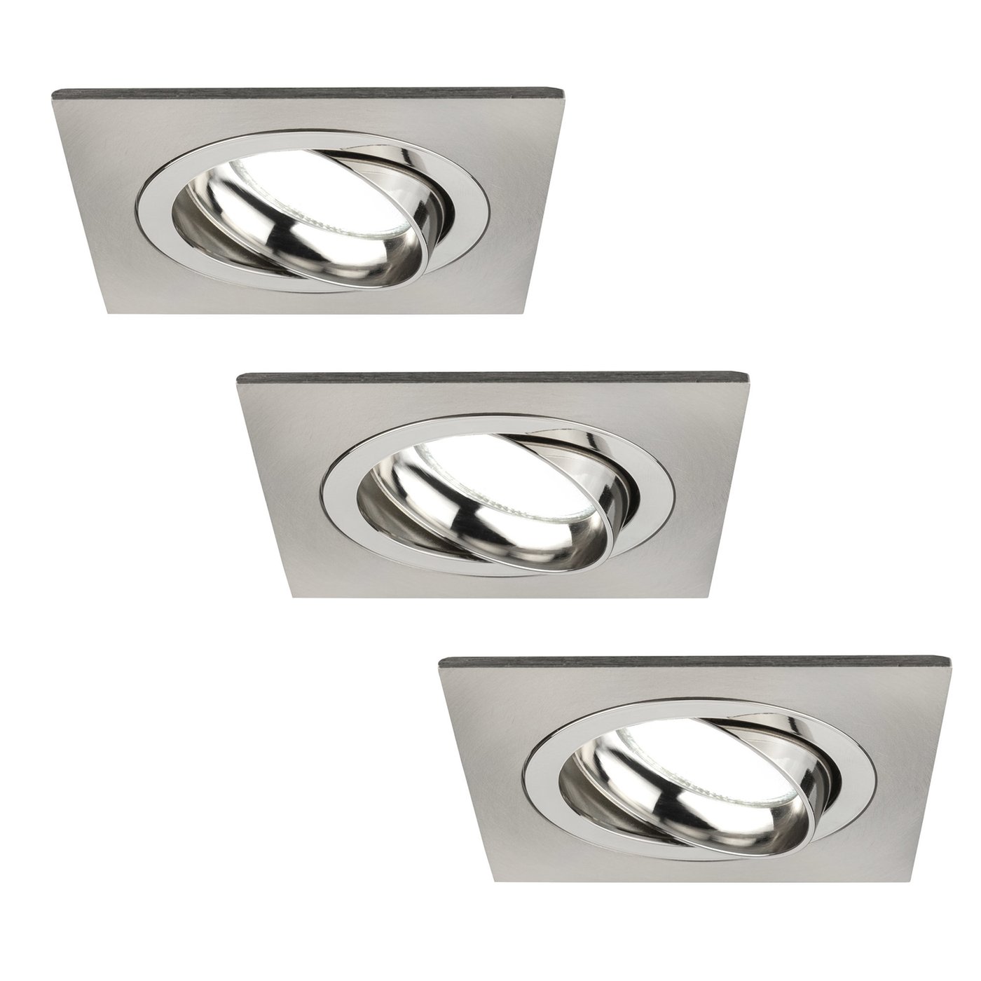 3x Lampy Wpuszczane w Sufit - Stal Nierdzewna - Seville - ściemniane - 5W - 6500K - ø92mm - Kwadratowy