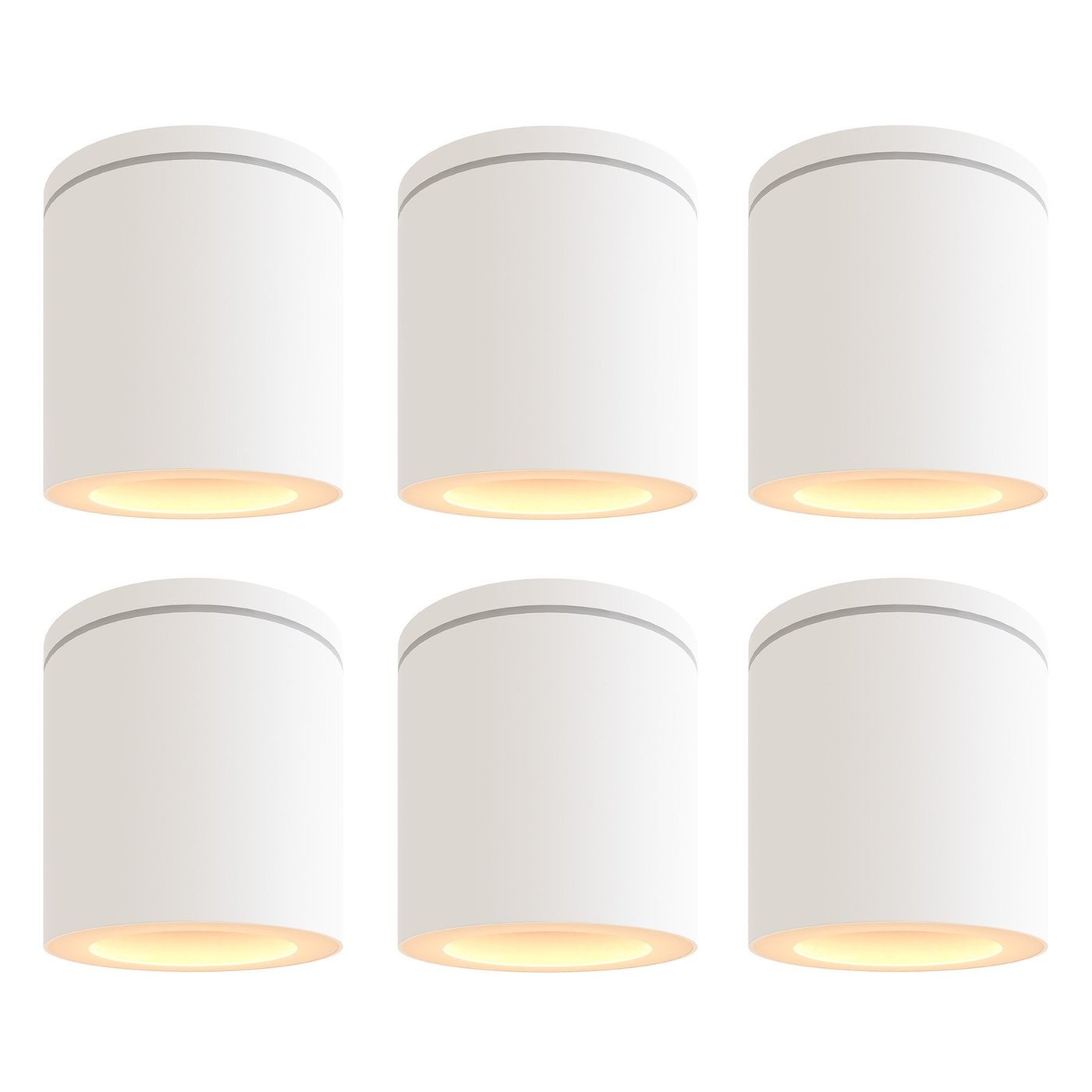 6x Spot Plafonnier d'Extérieur - IP54 - Raccord GU10 - Blanc