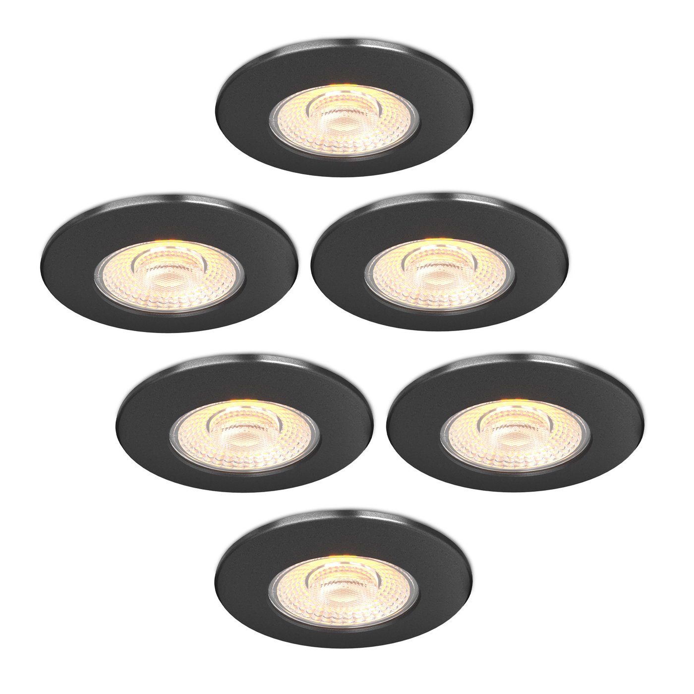 6x Lampy Wpuszczane w Sufit LED - Ściemniane - IP65 - 5W - CCT - Czarny - Ø75 mm - 5 lat gwarancji - Do łazienki