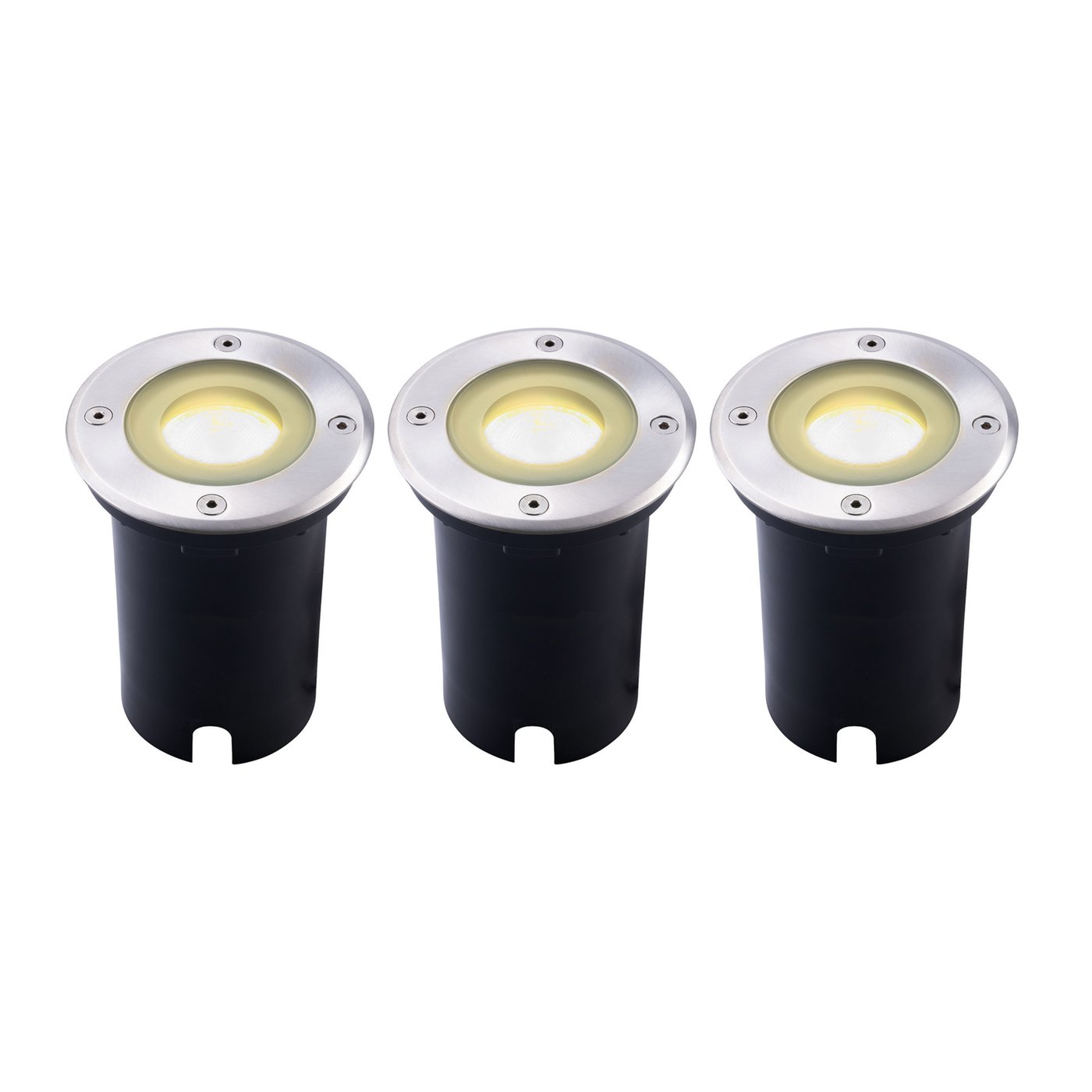 3x Zewnętrzny Lampy Najazdowe LED - Okrągły - Czarny - IP67 - 3W - 2700K - Kabel zasilający 1 metr