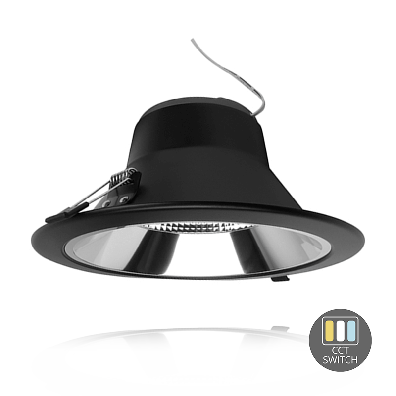 Downlight LED con Riflettore - 20W - Ø195 mm - CCT-Switch - Nero - 5 anni di garanzia