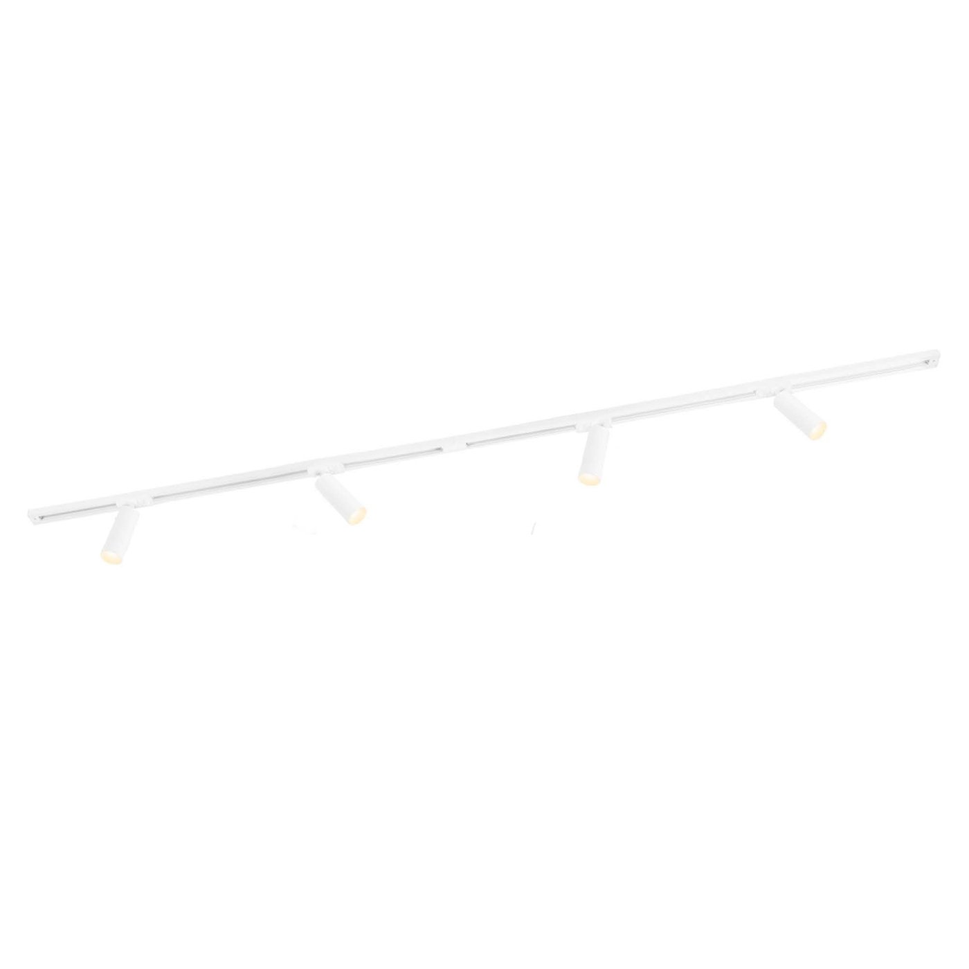 2m Oświetlenie Szynowe LED - 4x Reflektor Szynowy - 3W - 2700K - Możliwość Przyciemniania - System Szynowy 1-fazowy - Biały
