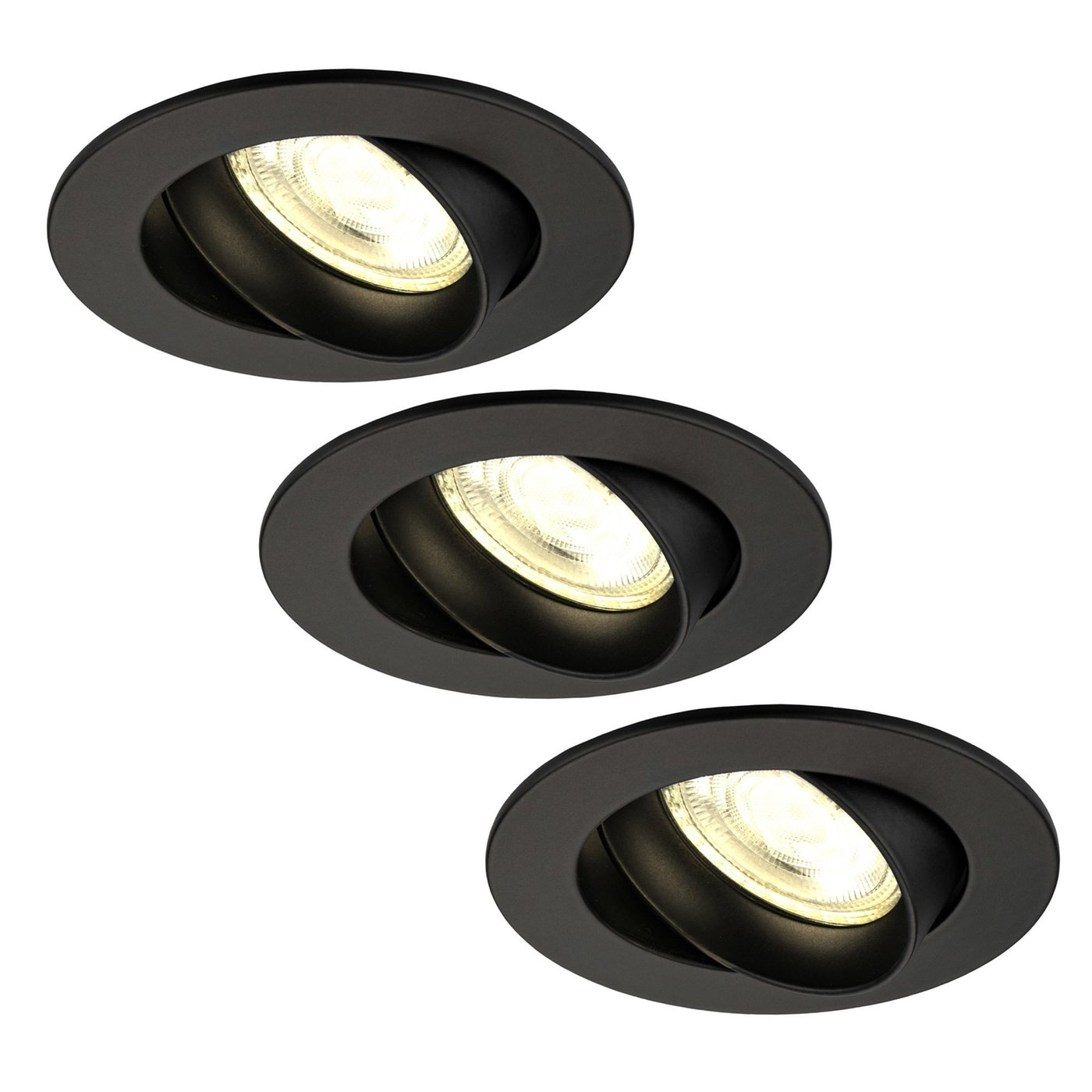 Dimbare LED inbouwspots Zwart - Rio - 3W - 2700K - ø85mm - 3 pack