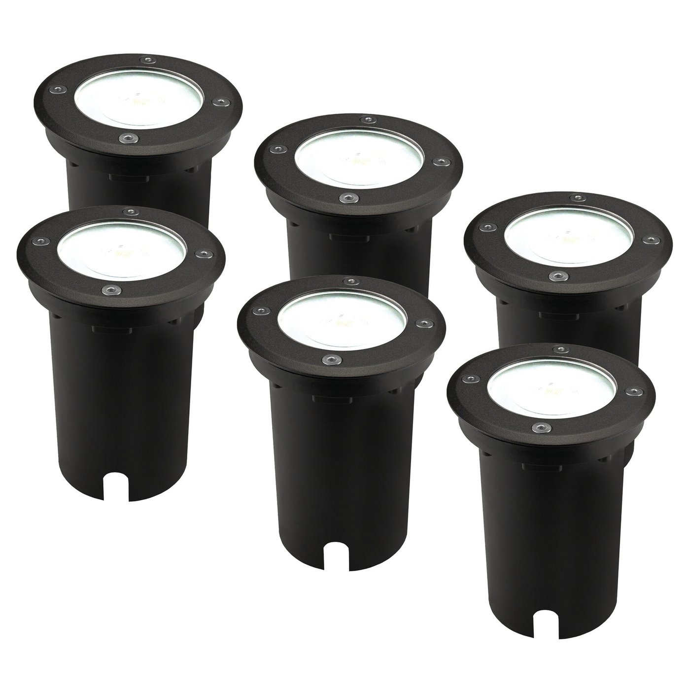 6x Zewnętrzny Lampy Najazdowe LED - Kwadratowy - Czarny - IP67 - 5W - 6500K - Kabel zasilający 1 metr