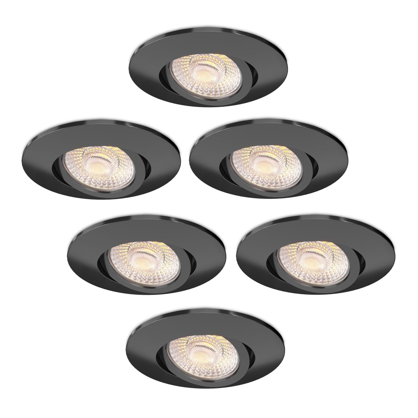6x Spot Encastrable LED Noir - IP65 - 4W - CCT - Ø86 mm - 5 ans de garantie - Convient pour la salle de bain