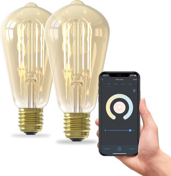 2x Żarówka LED Calex Smart - Złota - Możliwość ściemniania - E27 - 7W - 1800K-3000K