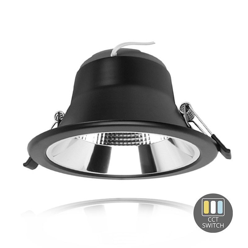 LED Einbauleuchte mit Reflektor - 15W - Ø120 mm - CCT-Schalter - Schwarz - 5 Jahre Garantie
