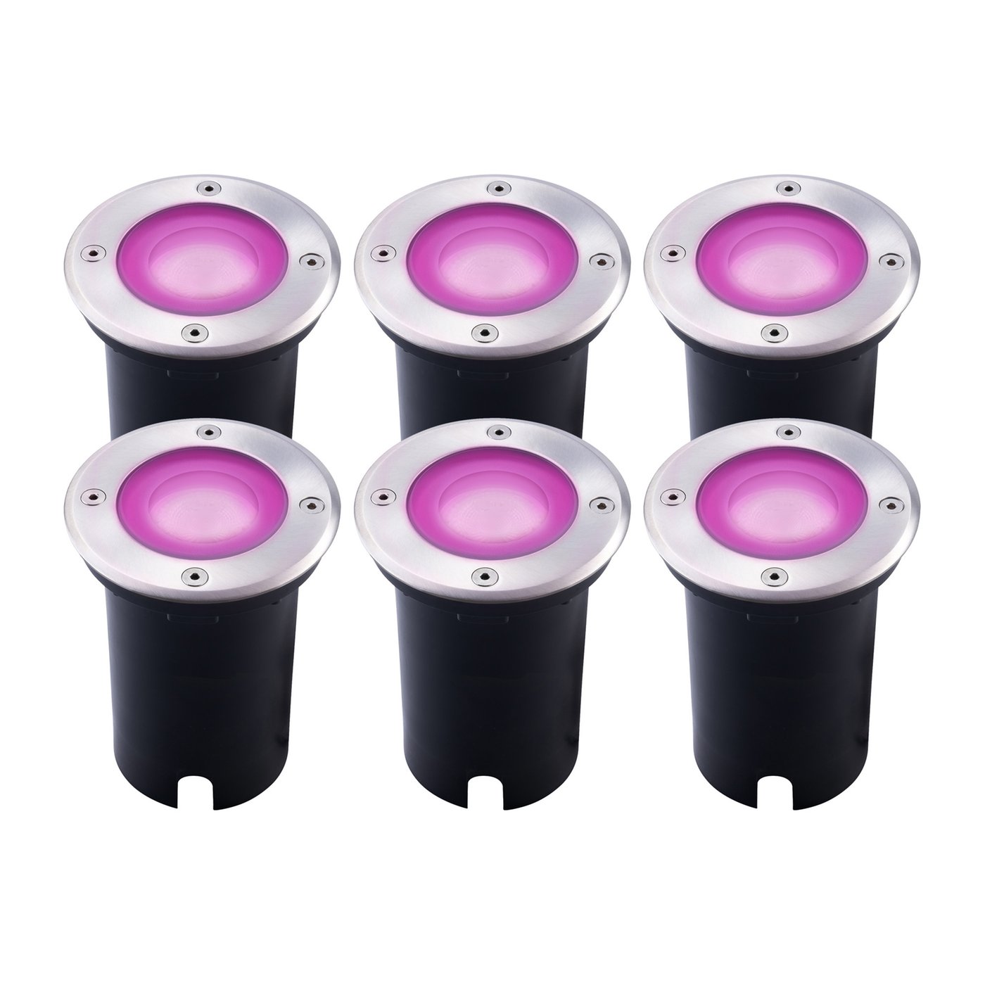 6x Zewnętrzny Lampy Najazdowe LED - Okrągły - Czarny - IP67 - 5W - RGBWW - Kabel zasilający 1 metr
