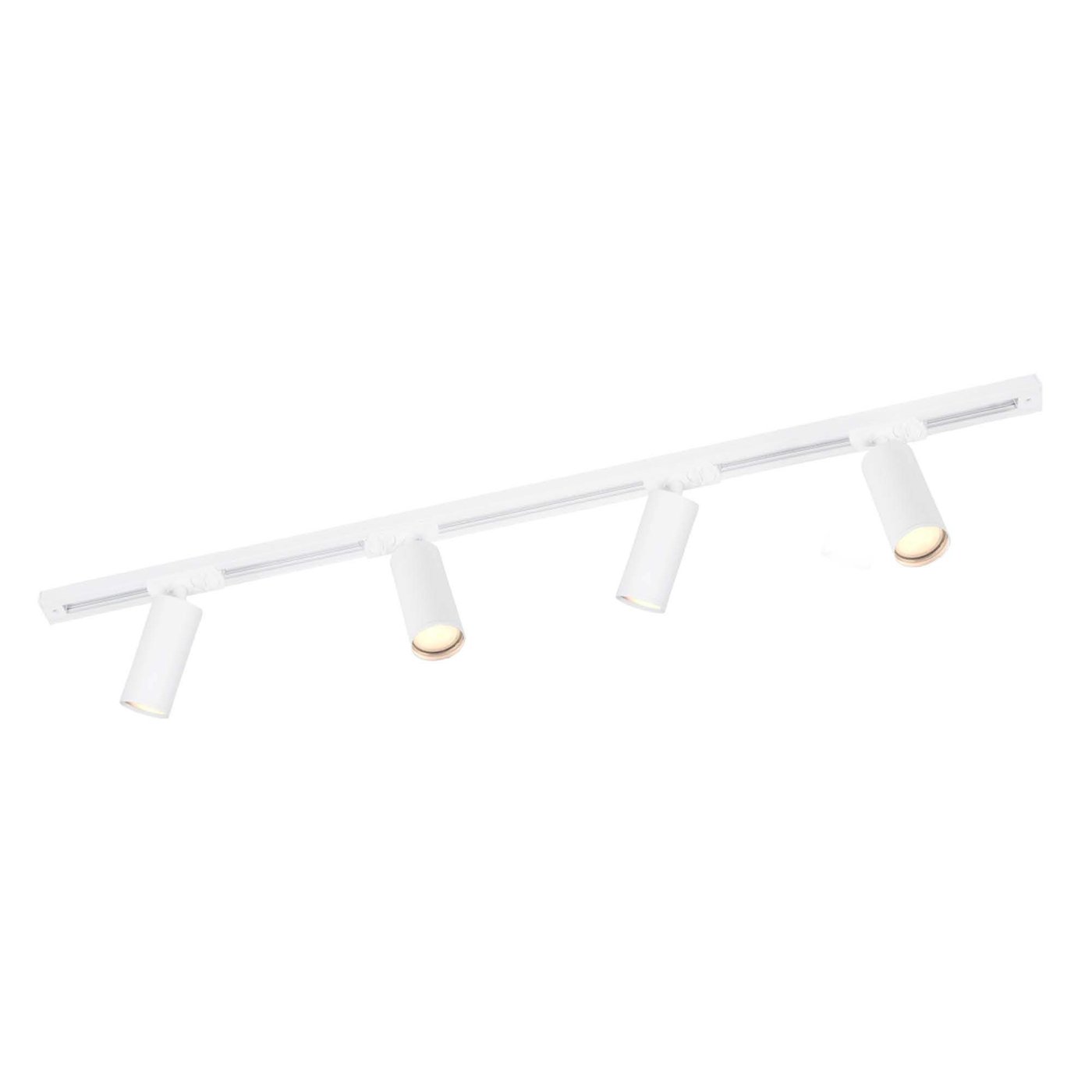 1m Oświetlenie Szynowe LED - 4x Reflektor Szynowy - 3W - 2700K - Możliwość Przyciemniania - System Szynowy 1-fazowy - Biały