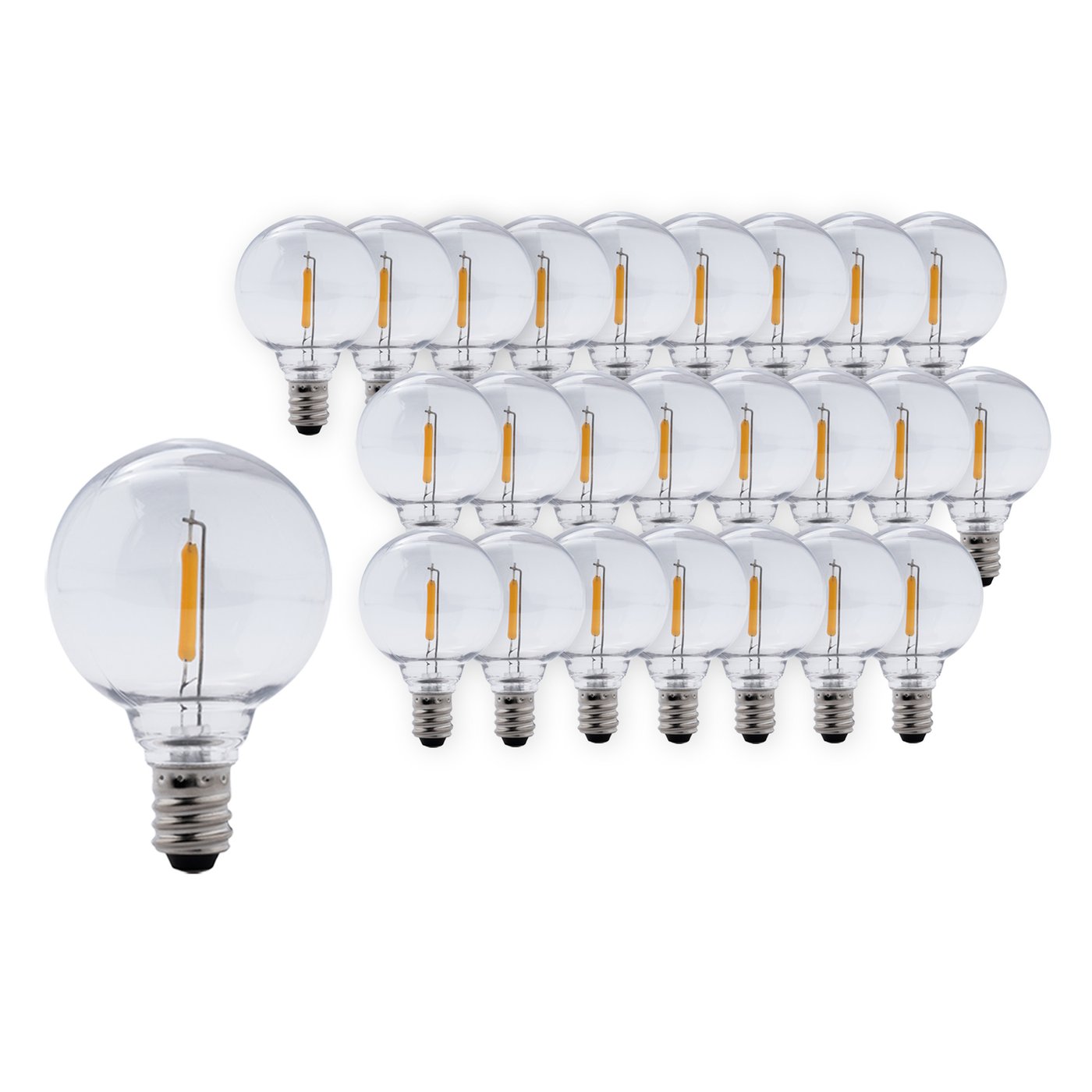 Żarówka LED E12 Filament - 0.3W - 2200K - 39 Lumenów - Clear - 25 Pack