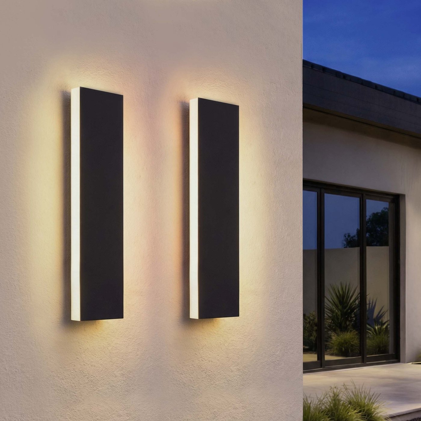 2x Applique Murale Extérieure LED – Éclairage de Villa – 30 cm – 6W – 2700K – IP65 – Noir