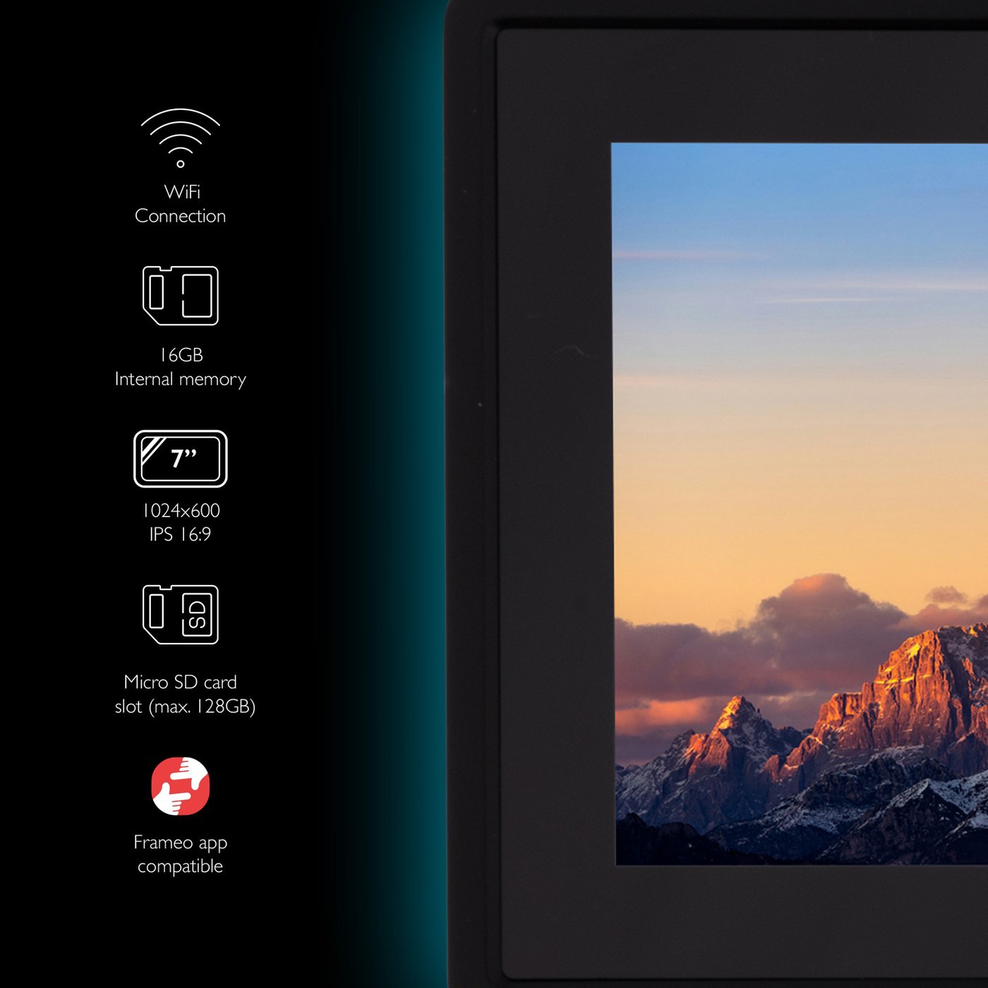 Digitale wifi-fotolijst van hout, 10,1 inch touchscreen, volledig perspectief, IPS HD, 1280 x 800, 32 GB, SONVGOO digitale fotolijst, automatische rotatie, deel foto's/video's via Frameo-app