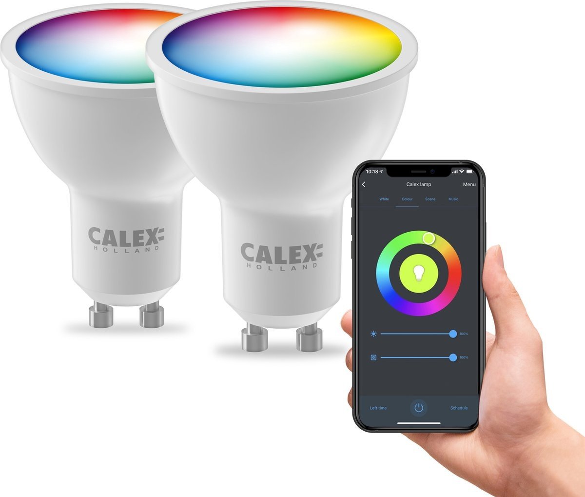 2x Żarówka LED Calex Smart - Możliwość ściemniania - GU10 - 4,9W - RGB + CCT