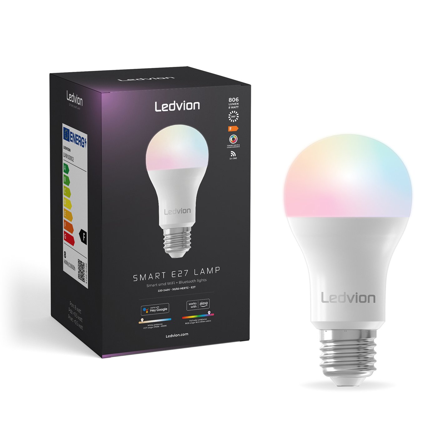 Inteligentna Żarówka RGB+CCT LED E27 Ściemnialna - WiFi - 8W