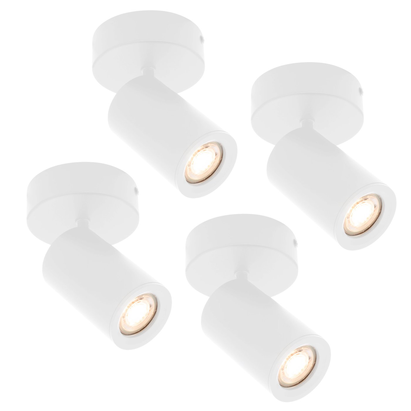 4x Smart LED loftspot i hvid - Dæmpbar - 4.9W - RGB+CCT - Vipbar