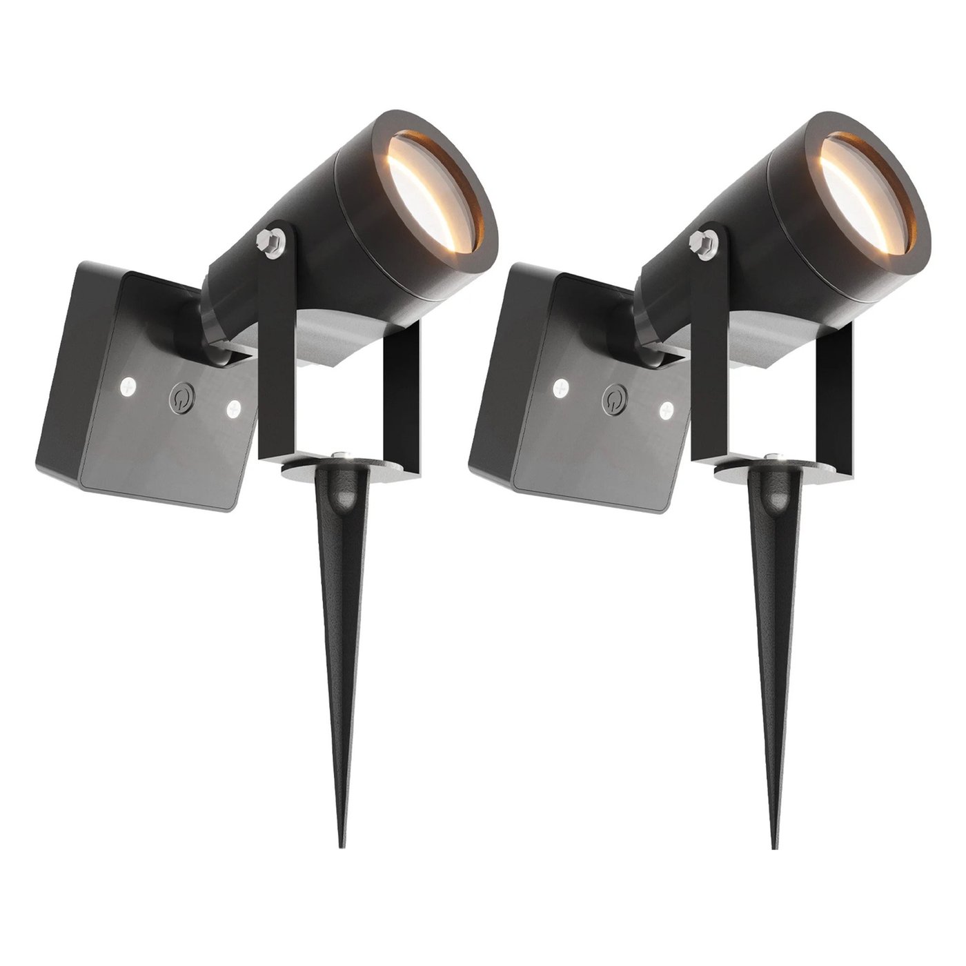 2x LED Solar Prikspot - IP65 - 3000K - Zwart