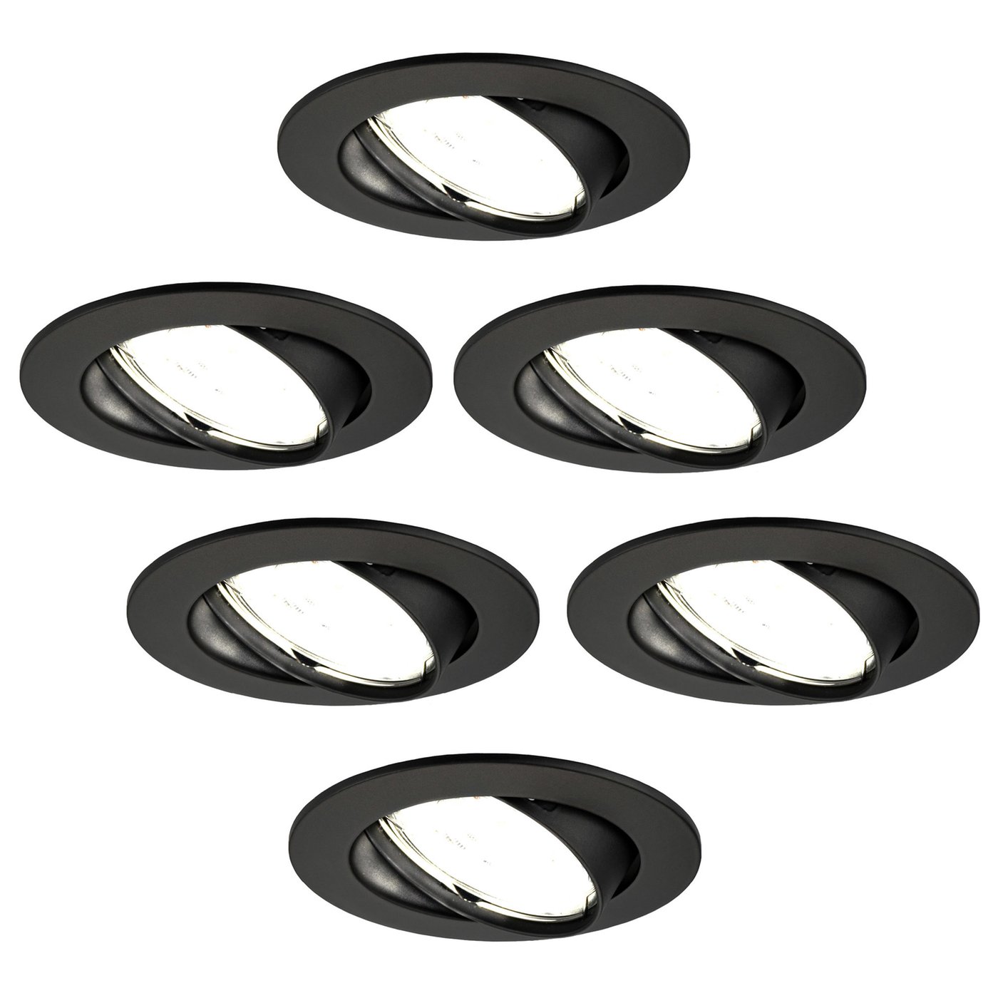 6x Lampy Wpuszczane w Sufit - Czarne - Amsterdam - ściemniane - 5W - 6500K - ø82mm