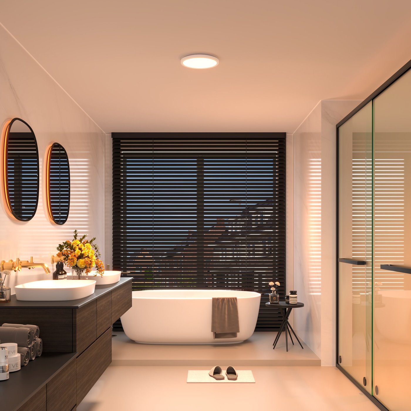 Briloner Plafoniera LED A Cielo Stellato 24W 3000 Lumen 4000K - Bianco/Nero, Diametro 38 Cm, Per Camera Da Letto E Soggiorno
