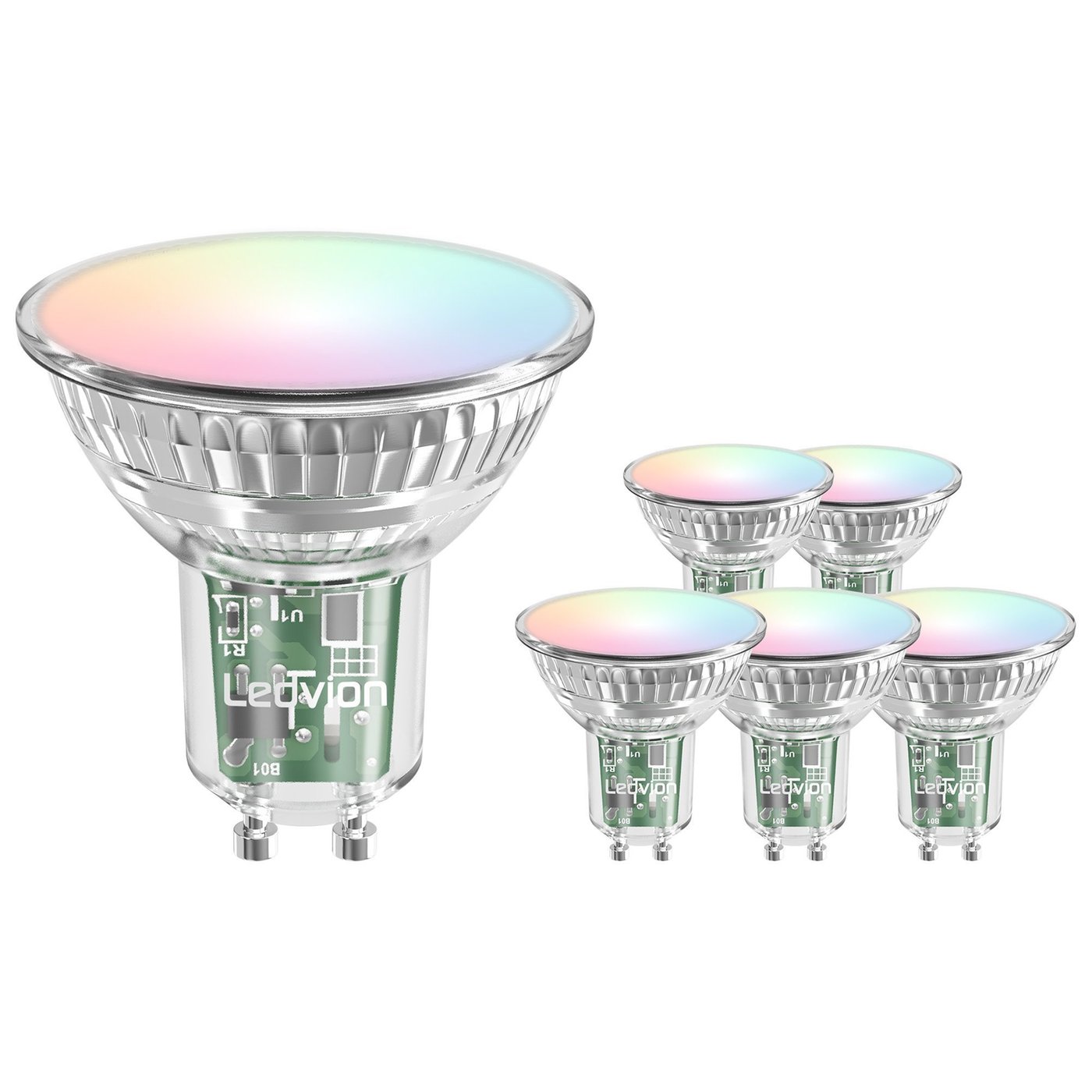 6x Inteligentna Żarówka RGB+CCT LED GU10 Ściemnialna - WiFi - 4.9W
