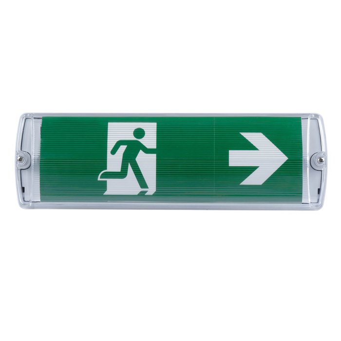 Continuous Light LED Emergency Light, Emergency Lamp With Battery Backup Up To 3h, IP65 Emergency Exit Panel With 4 Emergency Exit Pictograms For Wall Mounting
