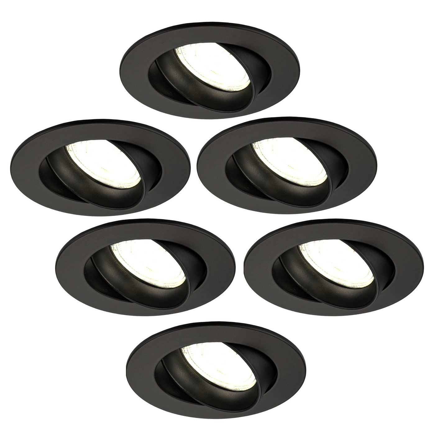 6x Lampy Wpuszczane w Sufit - Czarne - Rio - ściemniane - 3W - 4000K - ø85mm